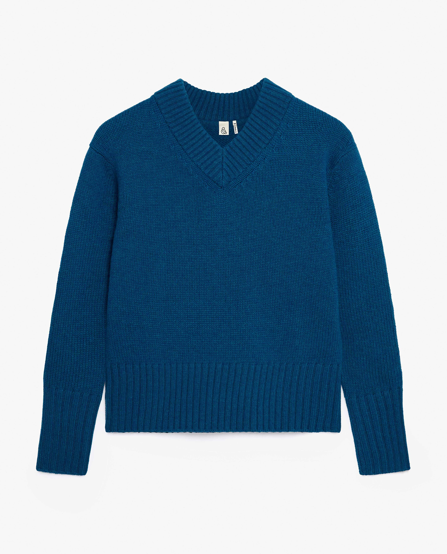 Women's Cashmere Merino V Neck Jumper - Viridian Blue