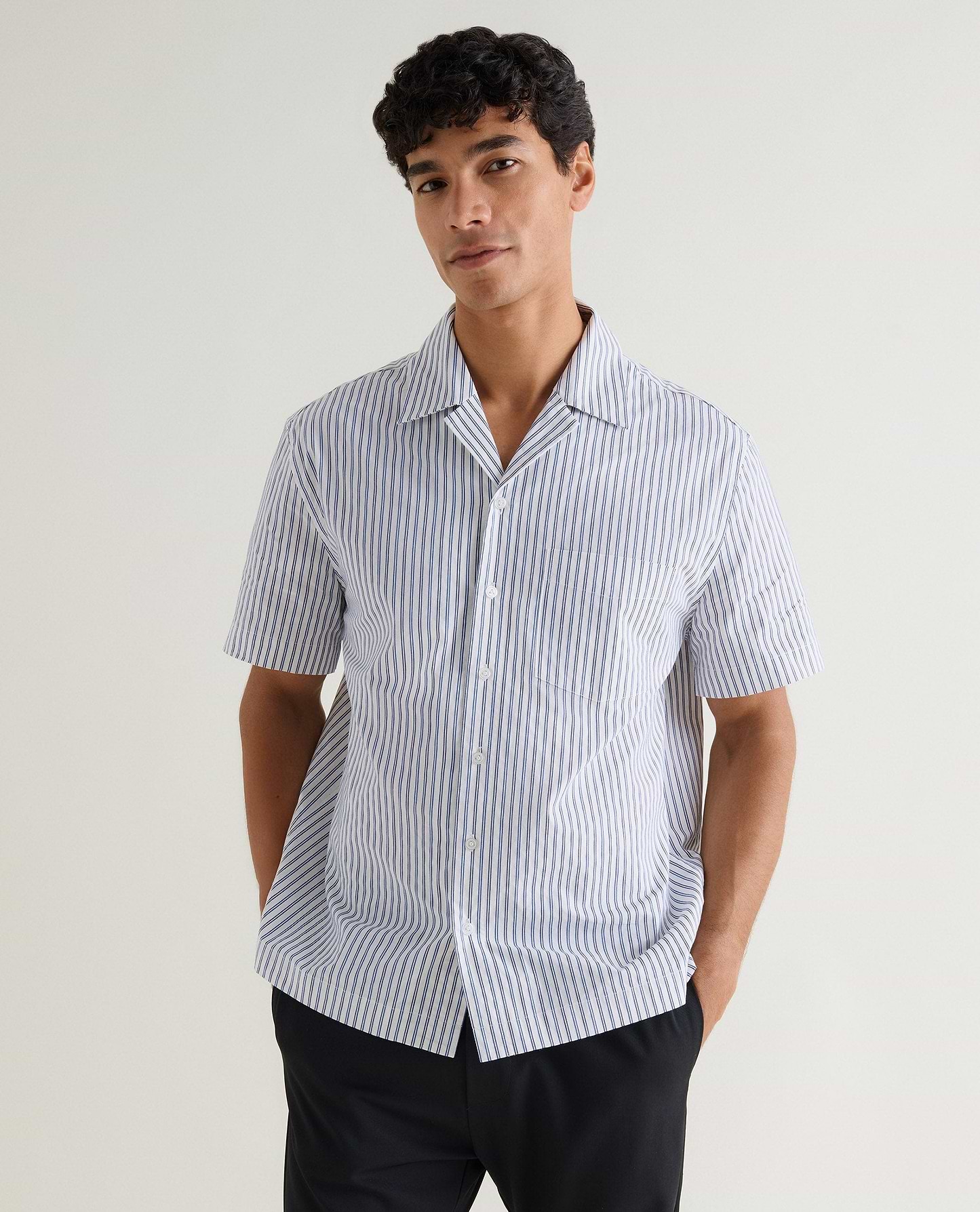 Men's Organic Cotton Camp Collar Stripe Shirt - Stripe