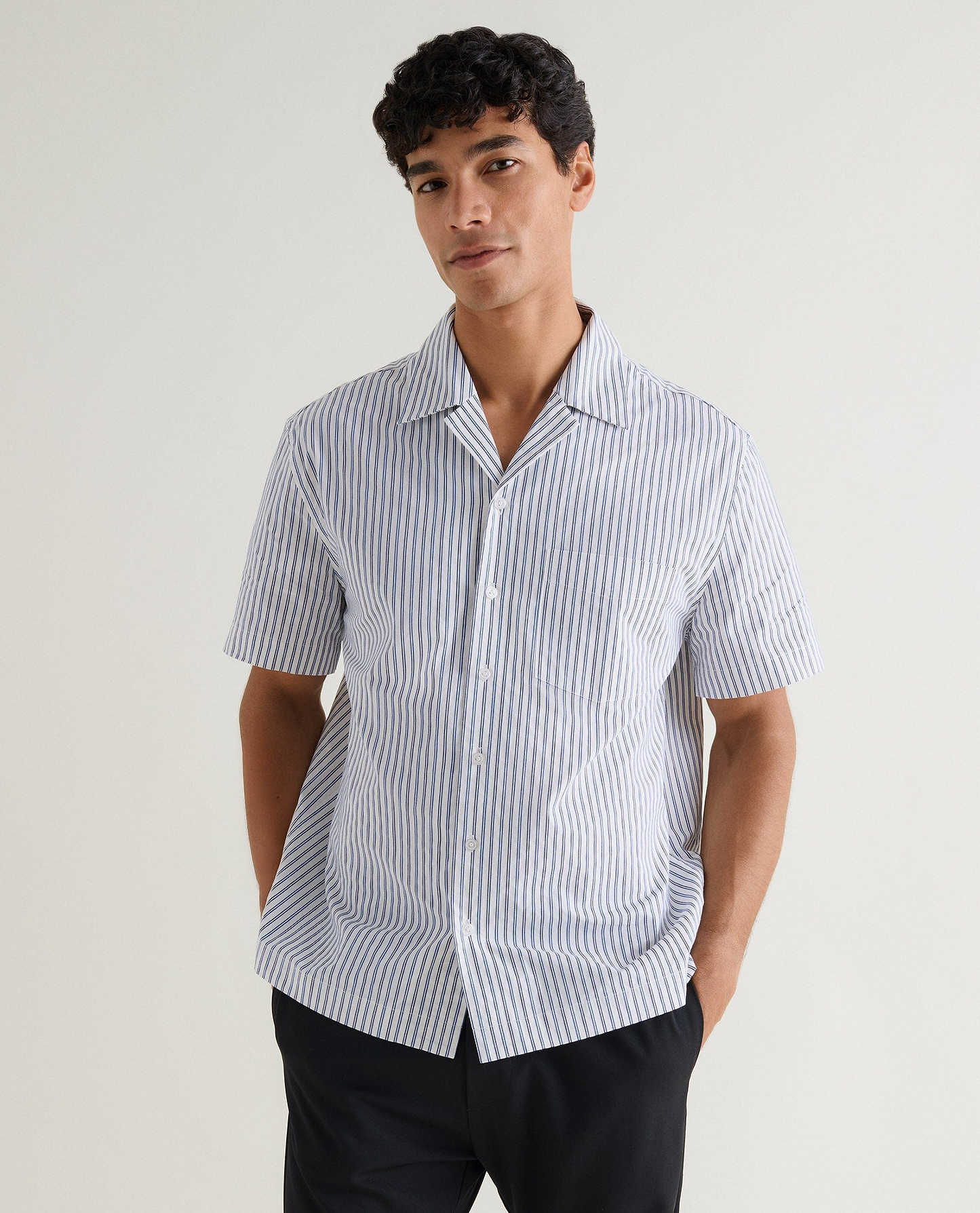 Men's Organic Cotton Camp Collar Stripe Shirt - Stripe