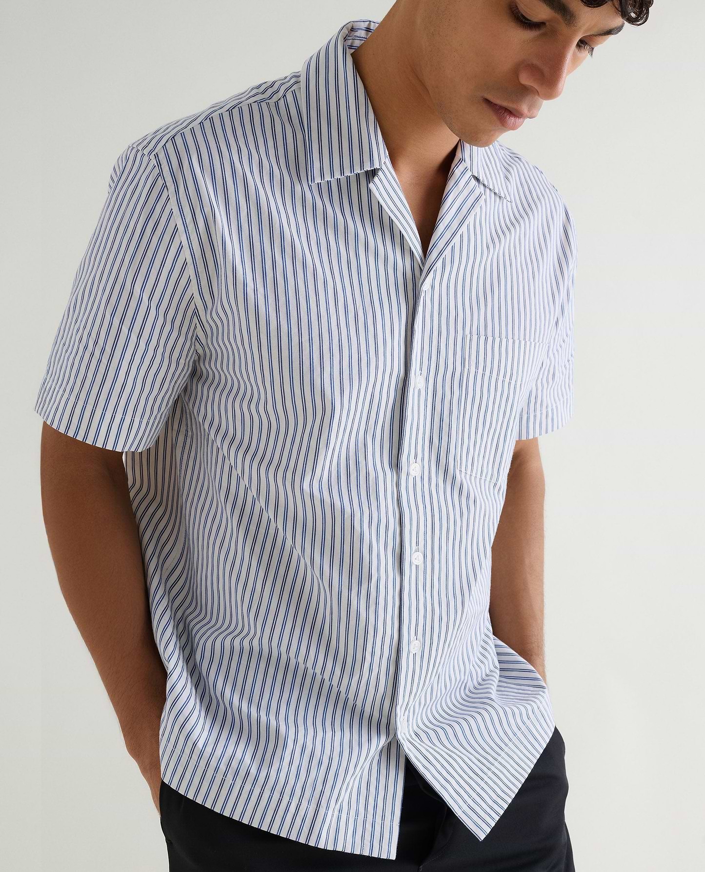 Men's Organic Cotton Camp Collar Stripe Shirt - Stripe