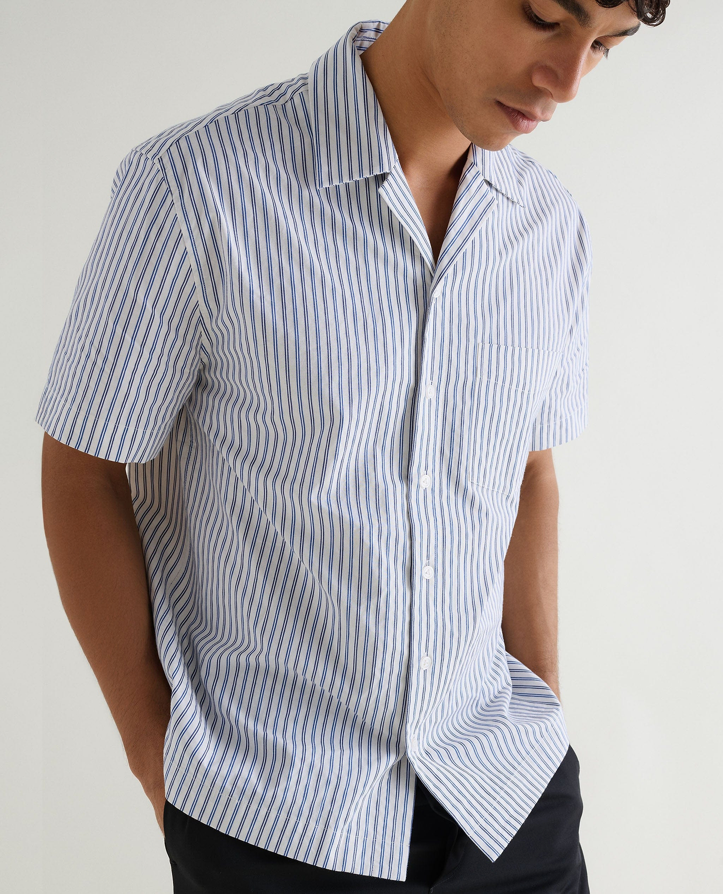 Men's Organic Cotton Camp Collar Stripe Shirt - Stripe