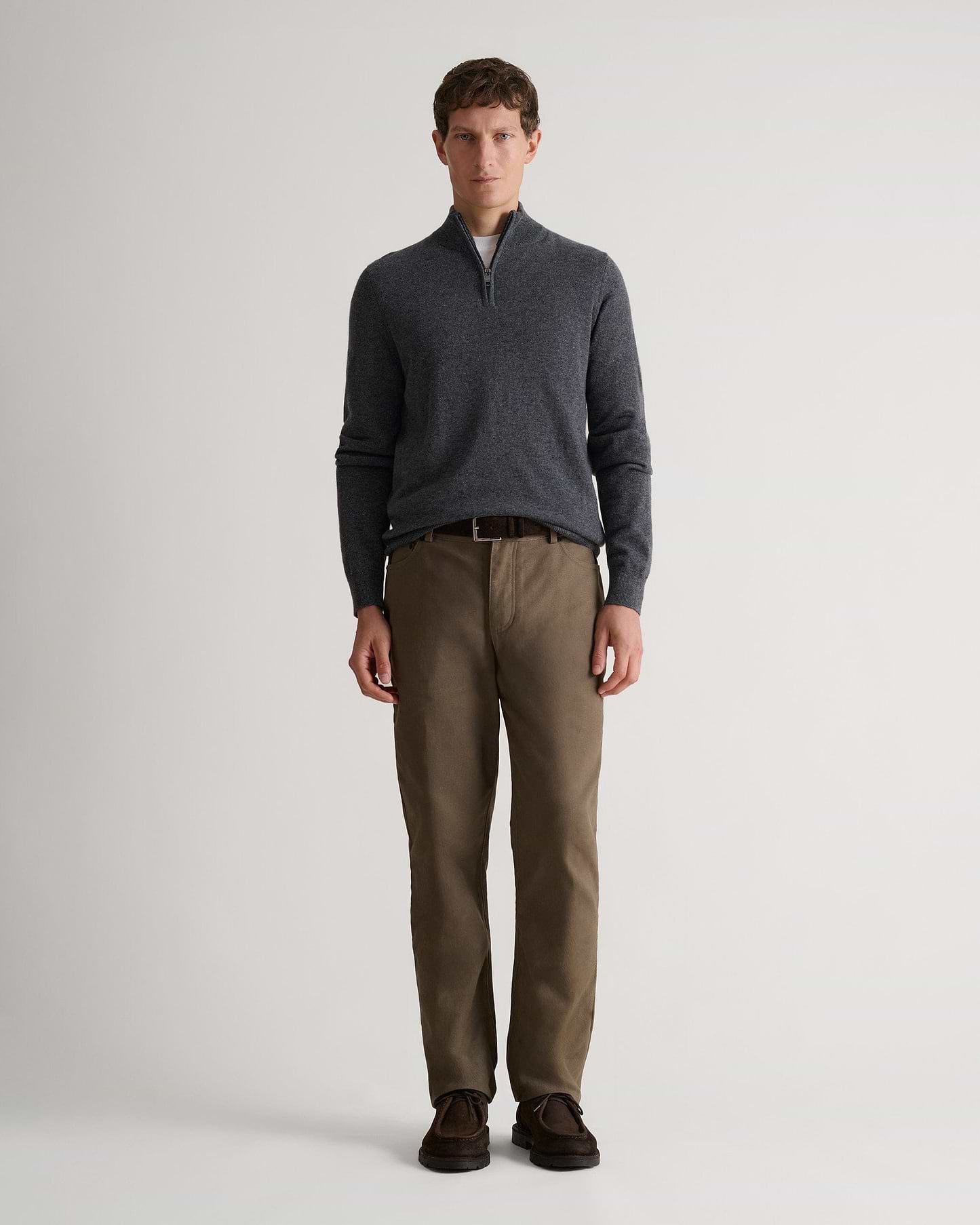 Men's Finest Cashmere 1/4 Zip Jumper - Graphite