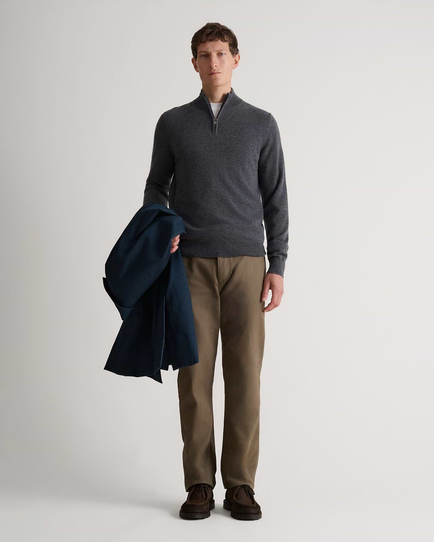 Men's Finest Cashmere 1/4 Zip Jumper - Graphite