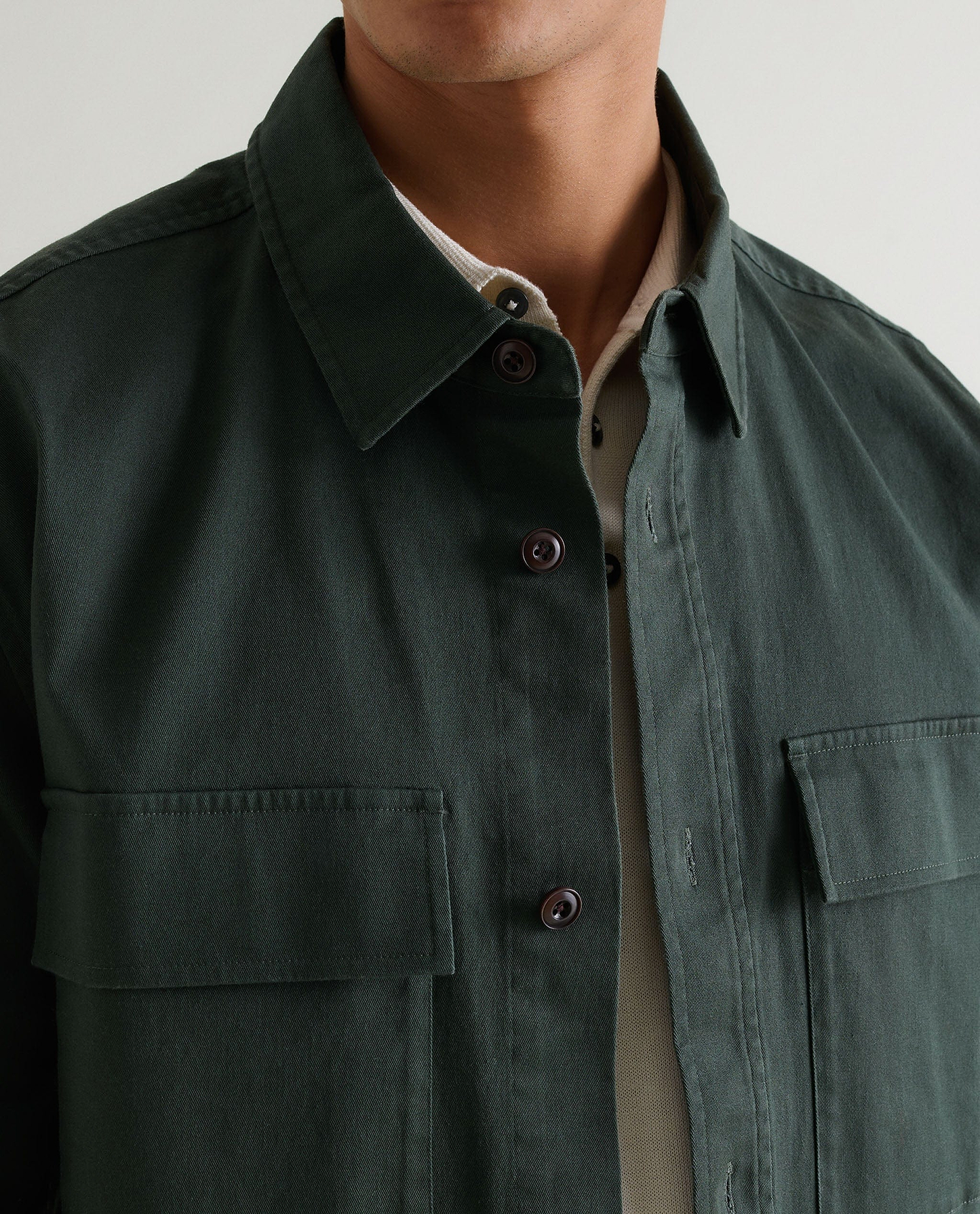Men's Heavy-Weight Cotton Overshirt - Forest Green