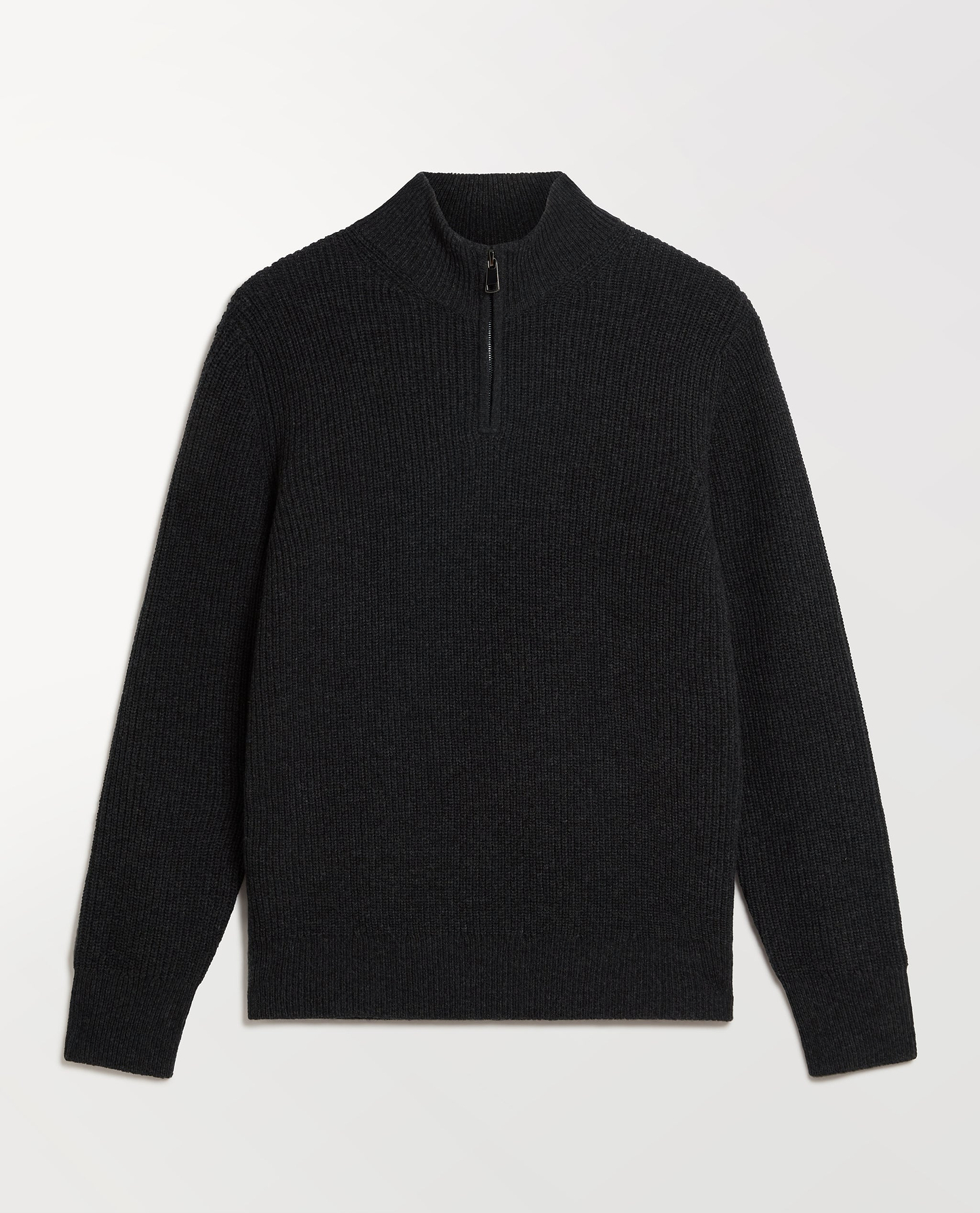 Men's Cashmere Merino Fishermans Rib 1/4 Zip Jumper - Charcoal