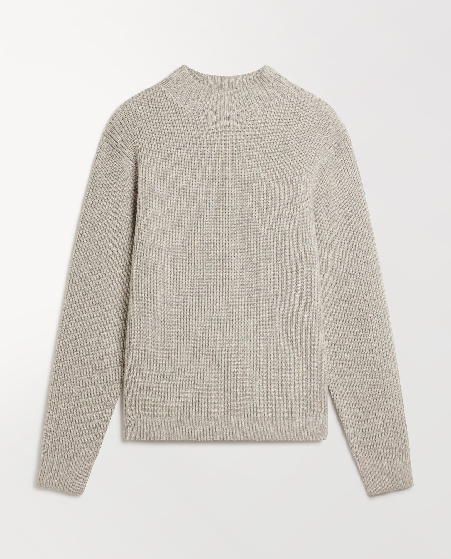 Men's Cashmere Merino Stand Neck Jumper - Travertine Moulinee
