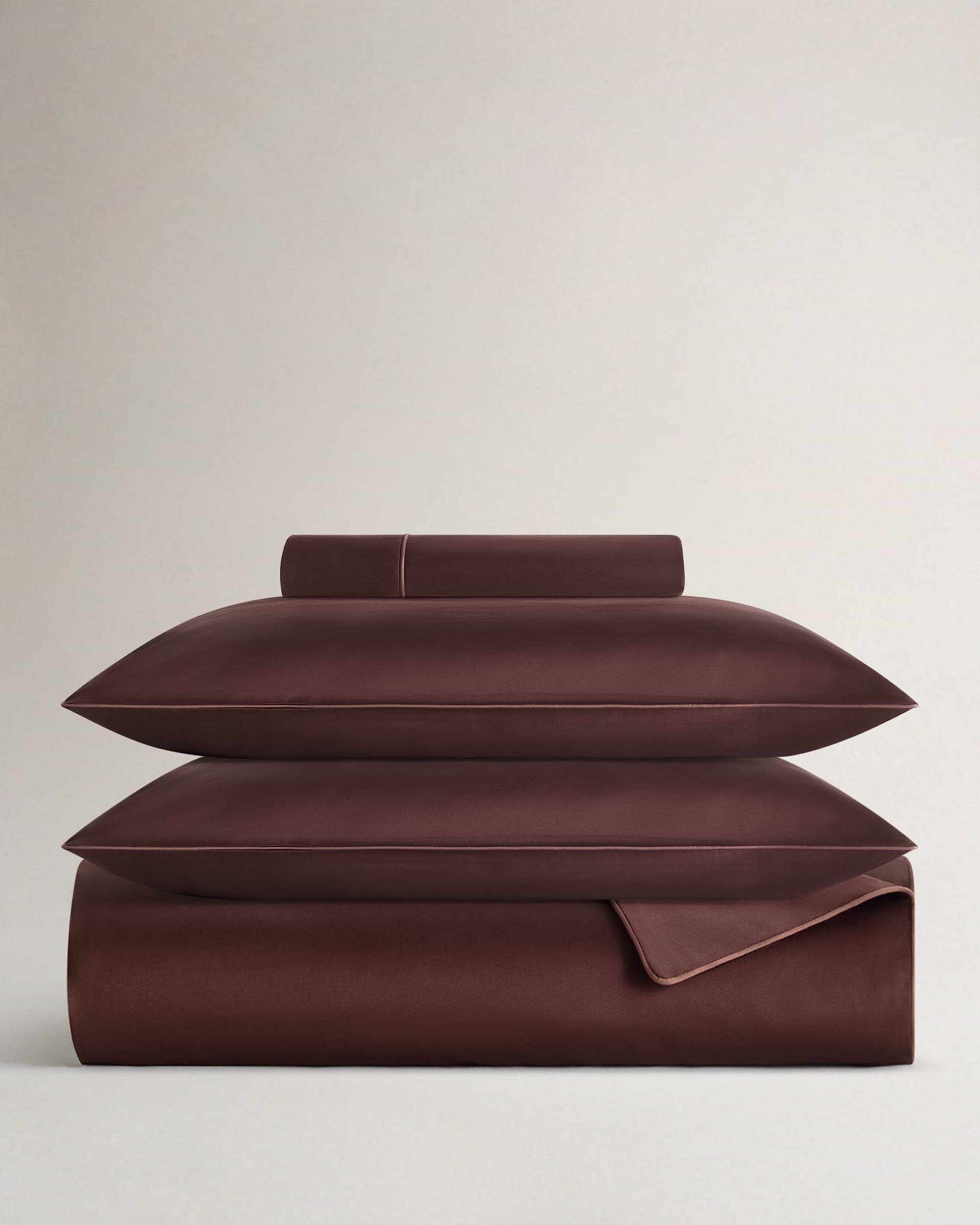 Soft & Smooth Cotton Sateen Duvet Set - Umber Deep Clay Piping