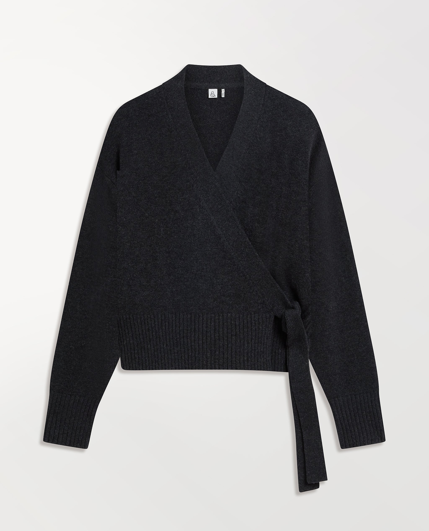Women's Cashmere Merino Wrap Jumper - Charcoal