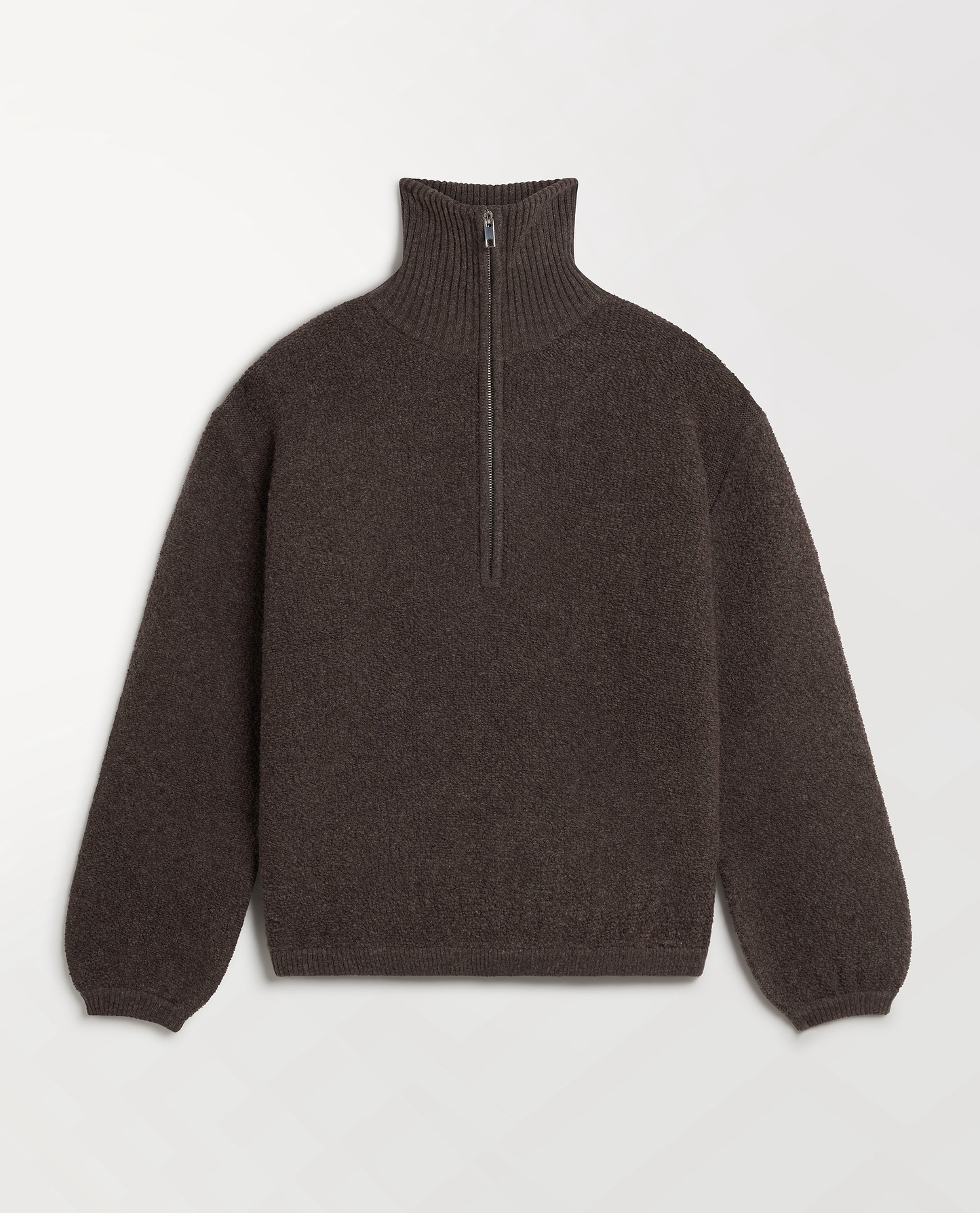 Women's Merino Wool Loop Knit Funnel Neck Jumper - Chocolate