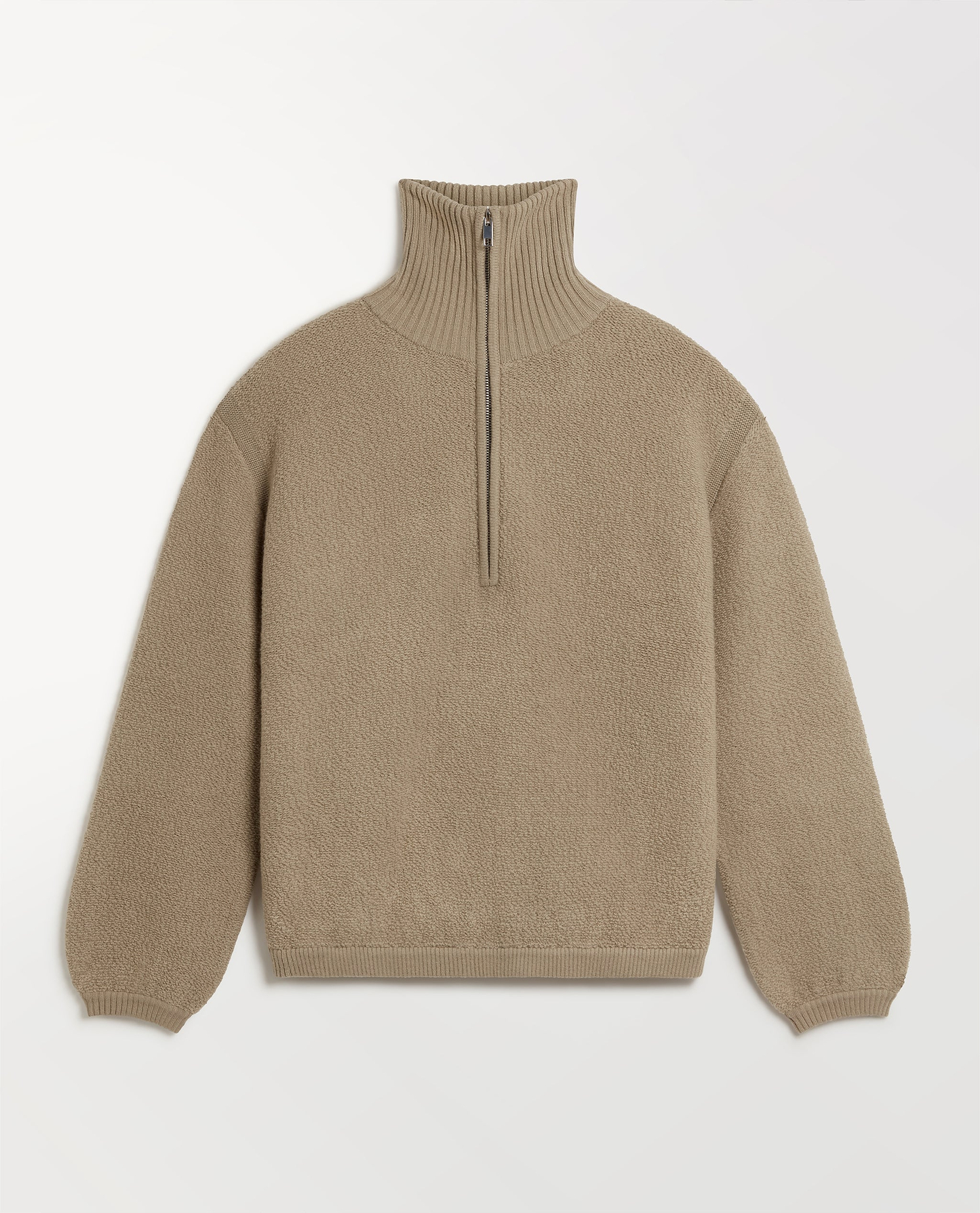 Women's Merino Wool Loop Knit Funnel Neck Jumper - Putty