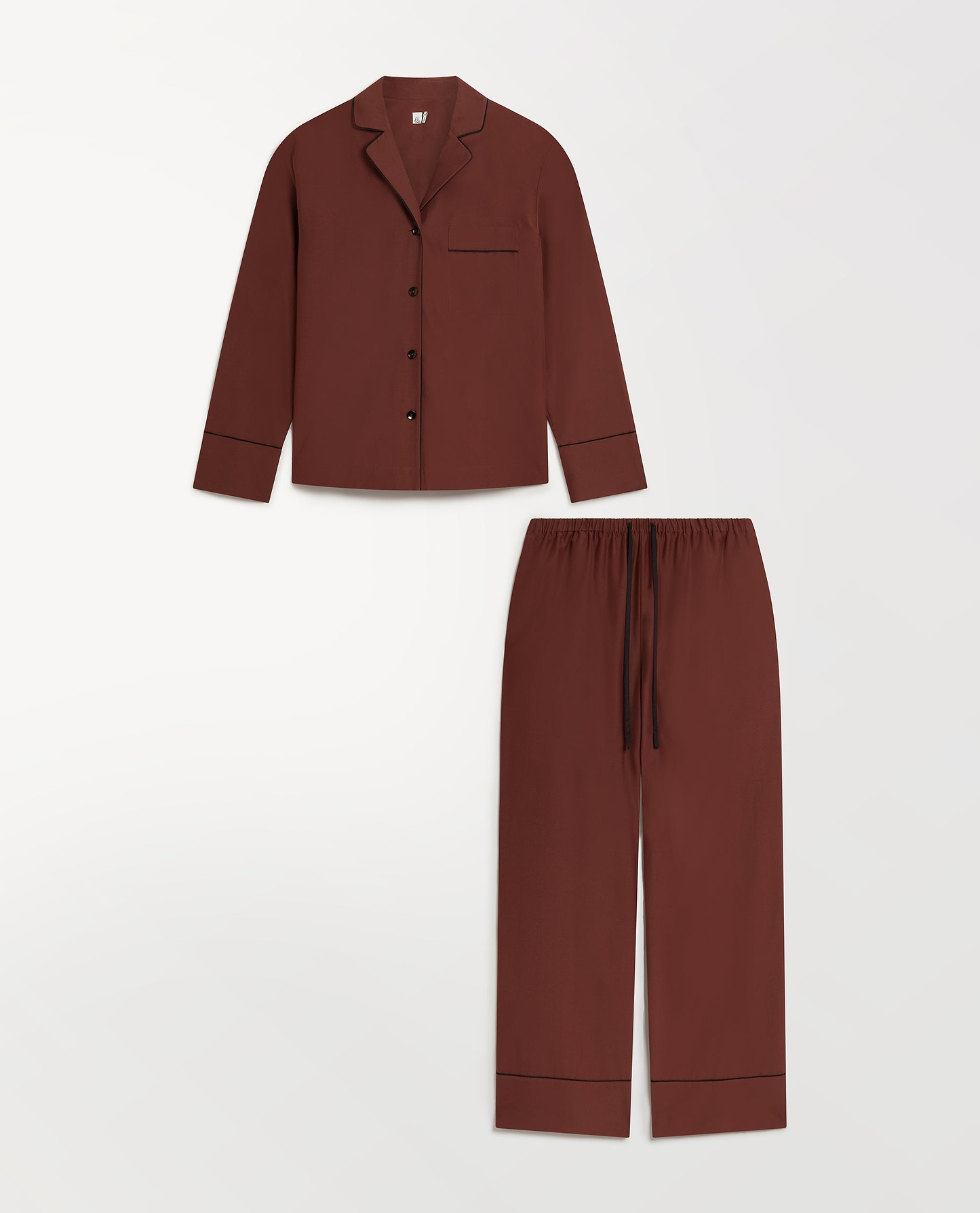 Women's Silk Cotton Pyjama Set - Umber/Black