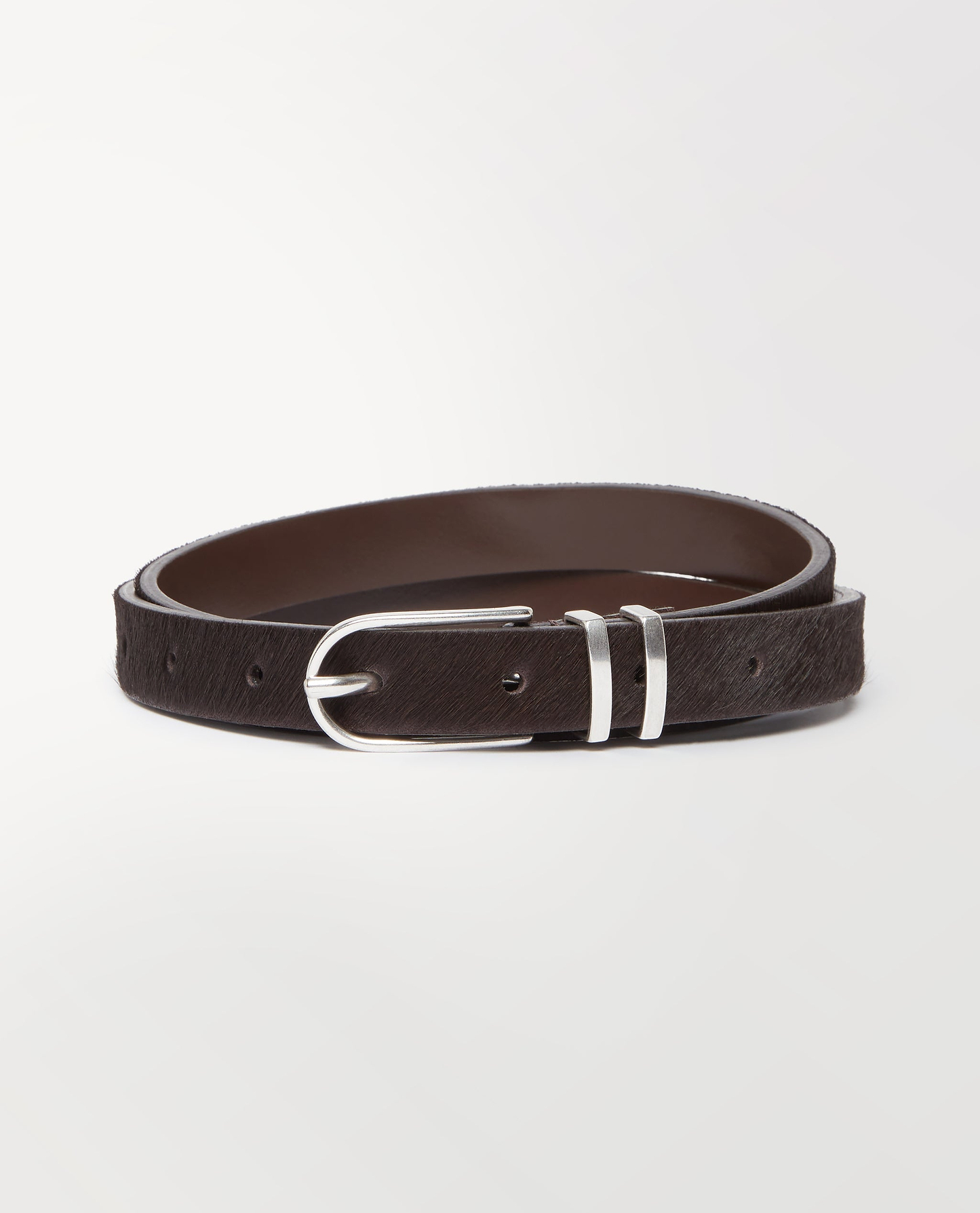 Women's Skinny Pony Hair Belt - Chocolate