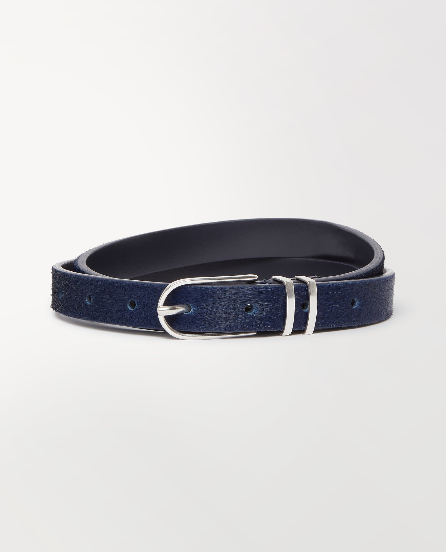 Women's Skinny Pony Hair Belt - Navy