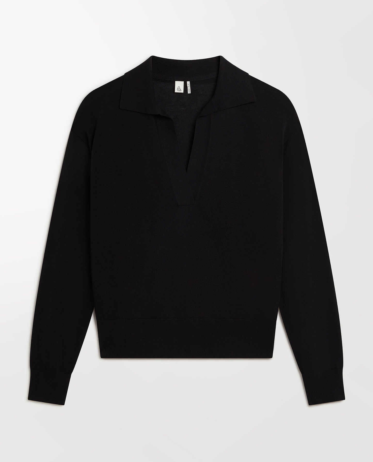 Women's TENCEL™ Cashmere Open Collar Polo - Black