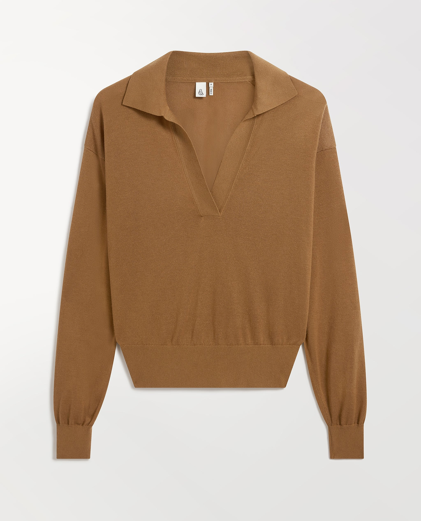 Women's TENCEL™ Cashmere Open Collar Polo - Deep Camel