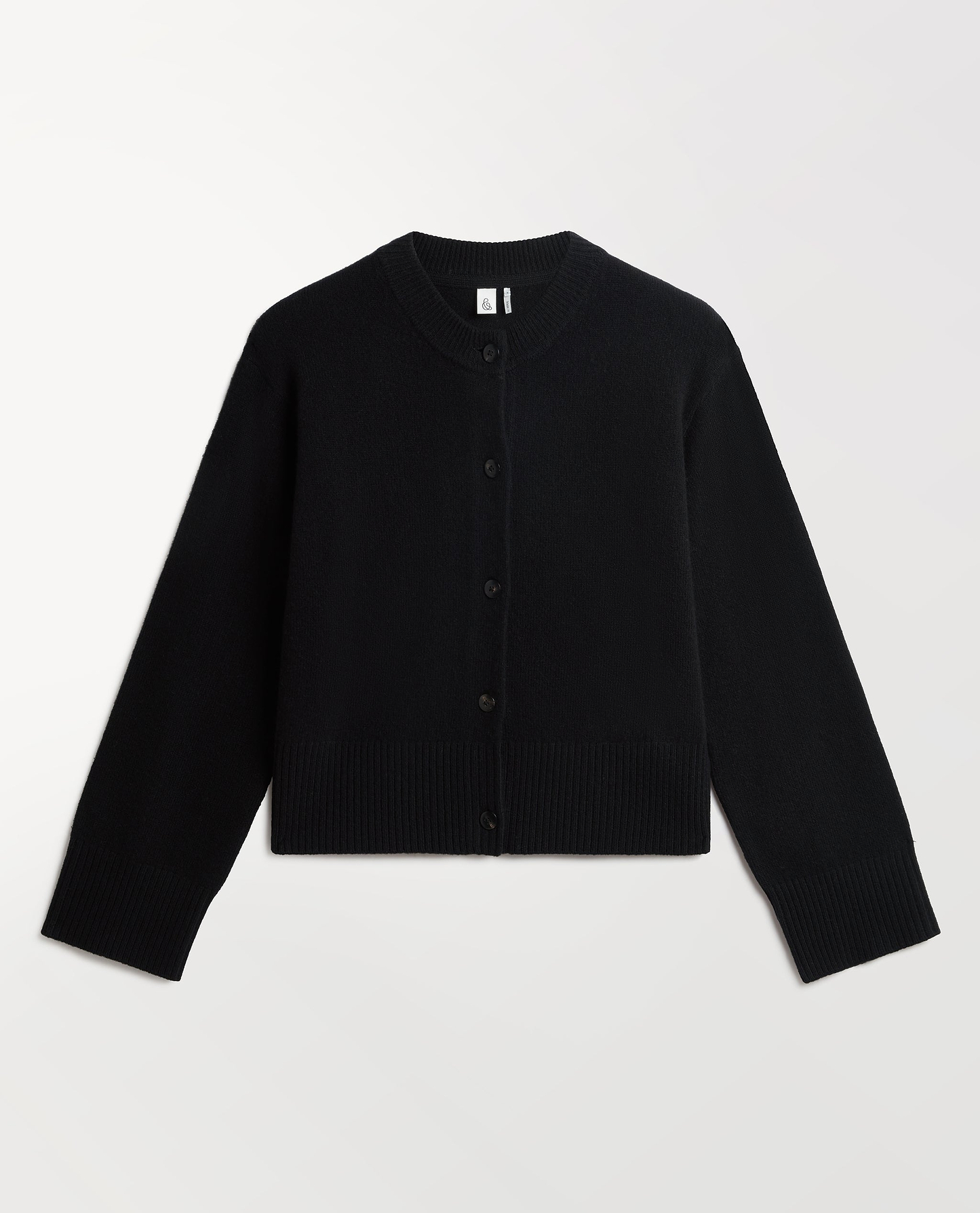 Women's Wool Crew Neck Cardigan - Black