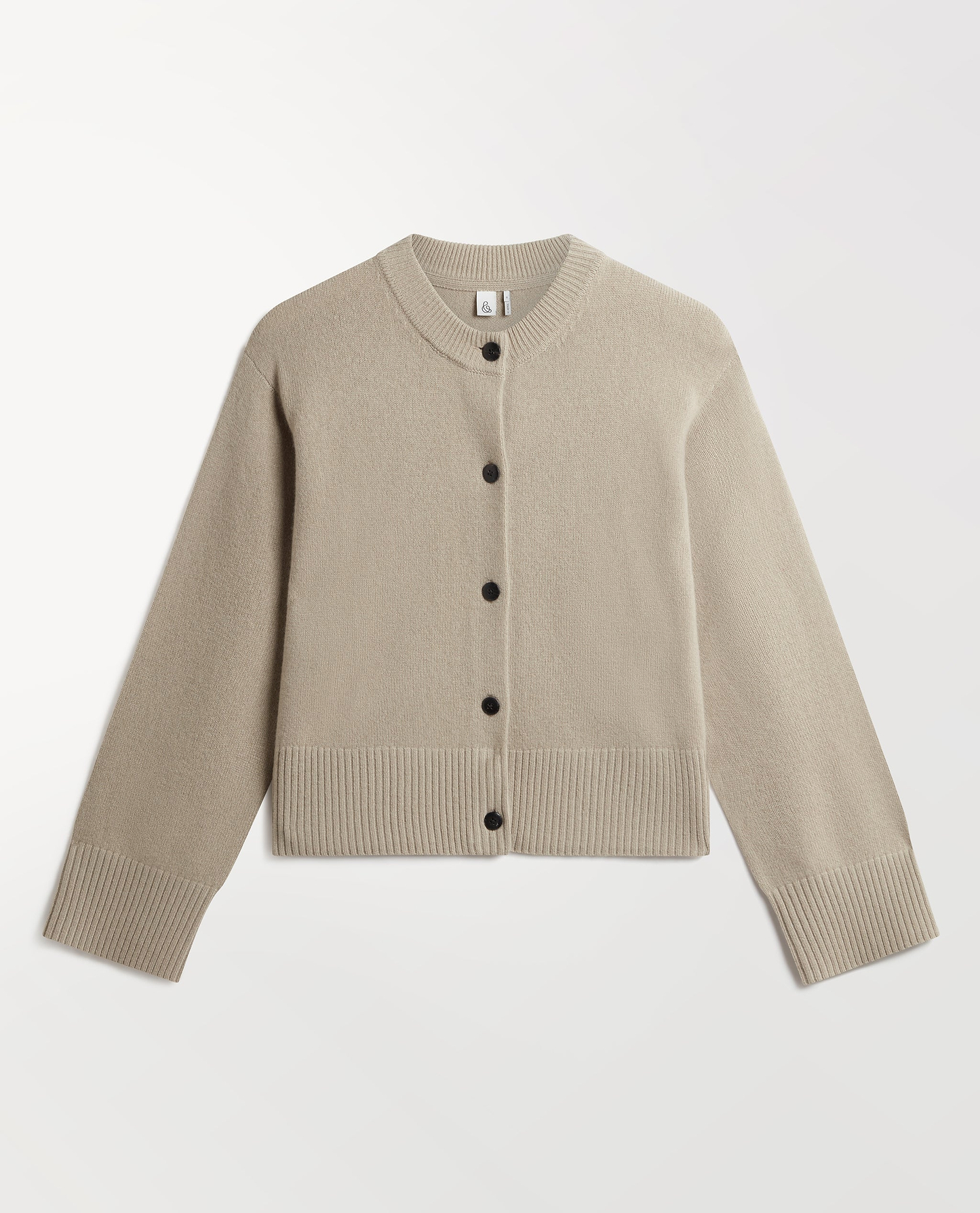 Women's Wool Crew Neck Cardigan - Putty