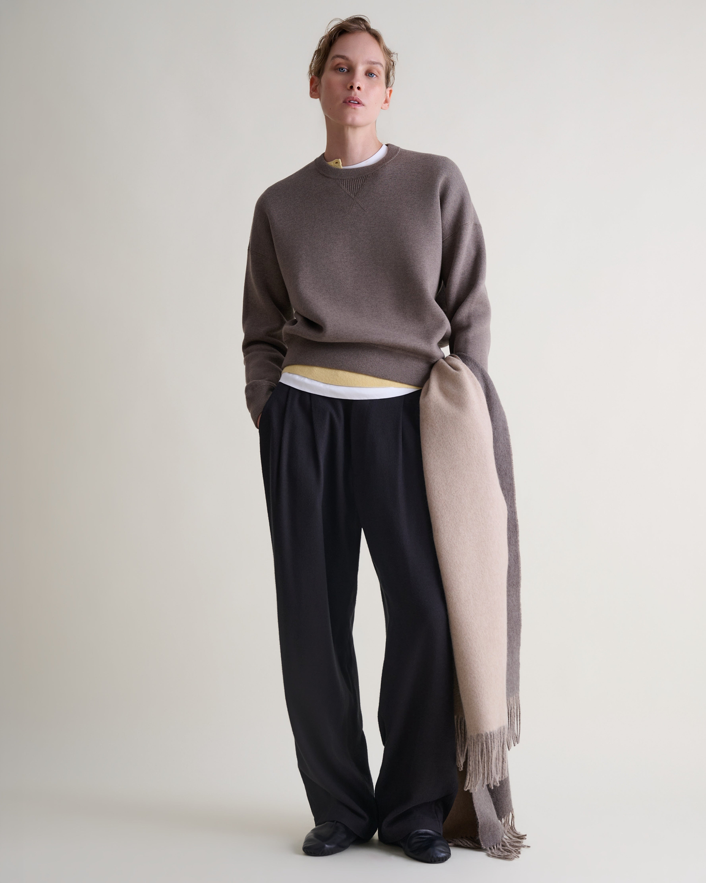 Women's Merino Cotton Reversible Sweatshirt - Mole/Walnut