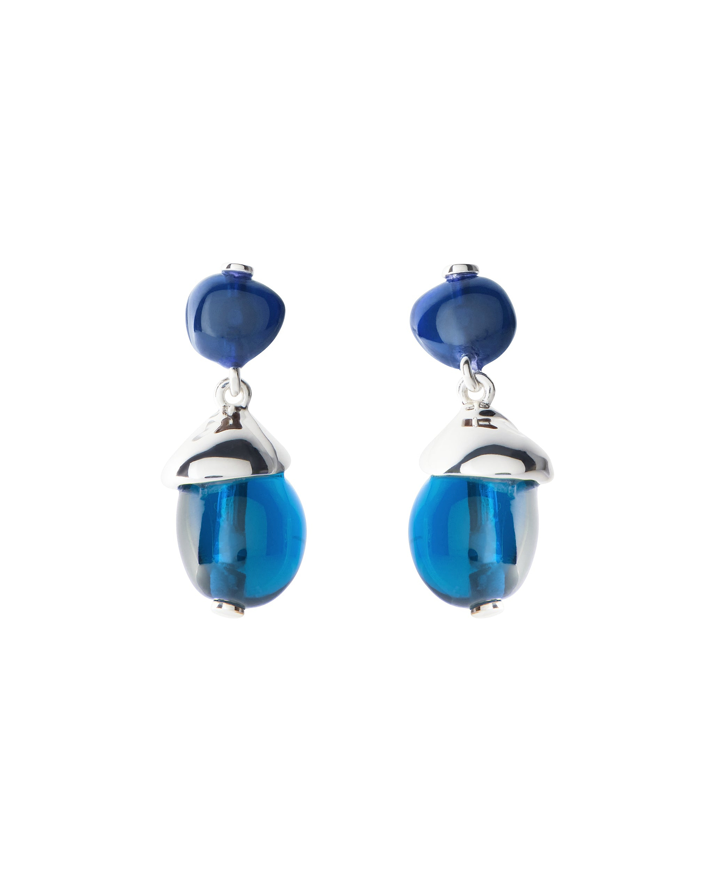 Image 1 of 2 showing Early Bird - Blue Resin & Recycled Silver Earrings