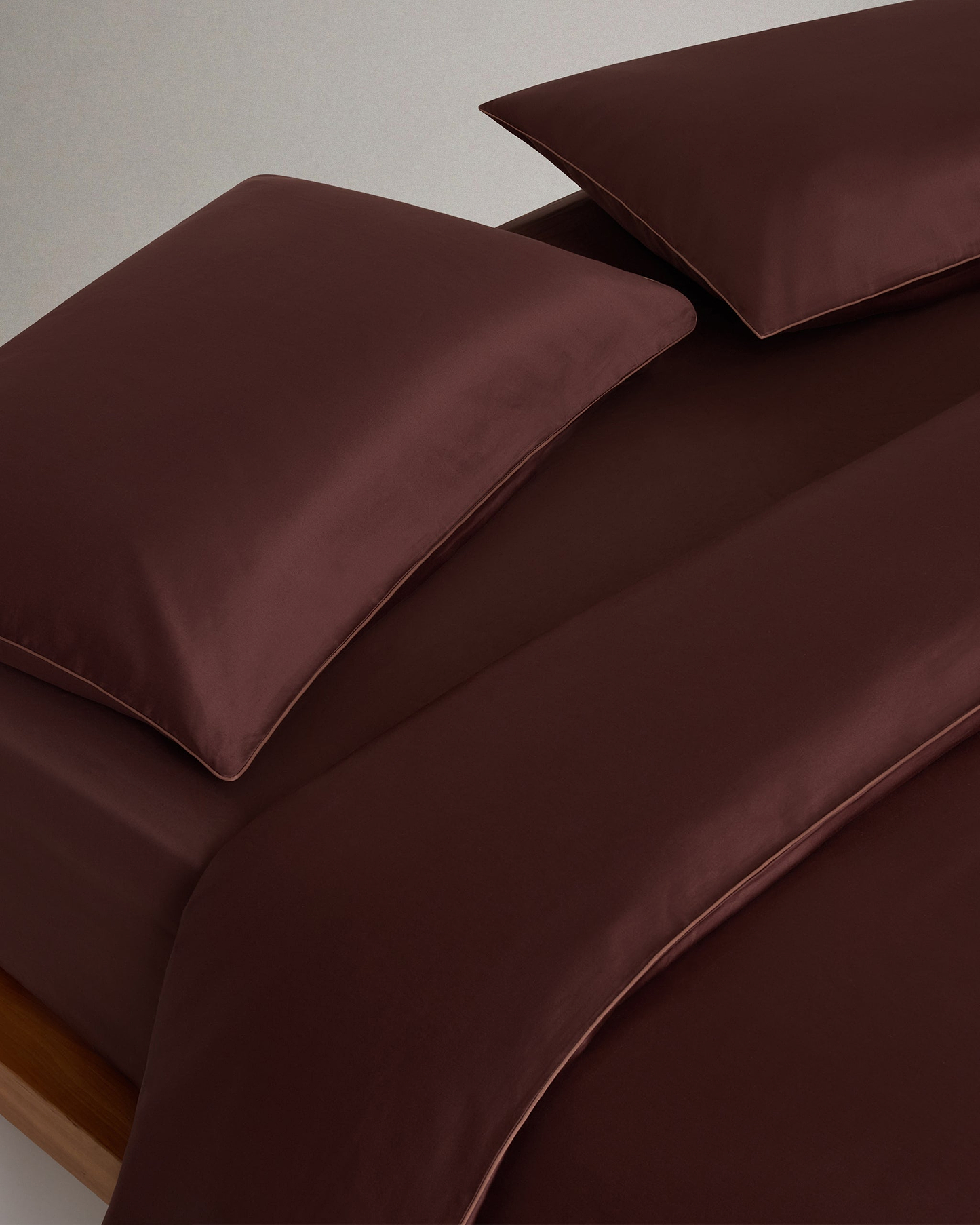 Soft & Smooth Cotton Sateen Duvet Set - Umber Deep Clay Piping