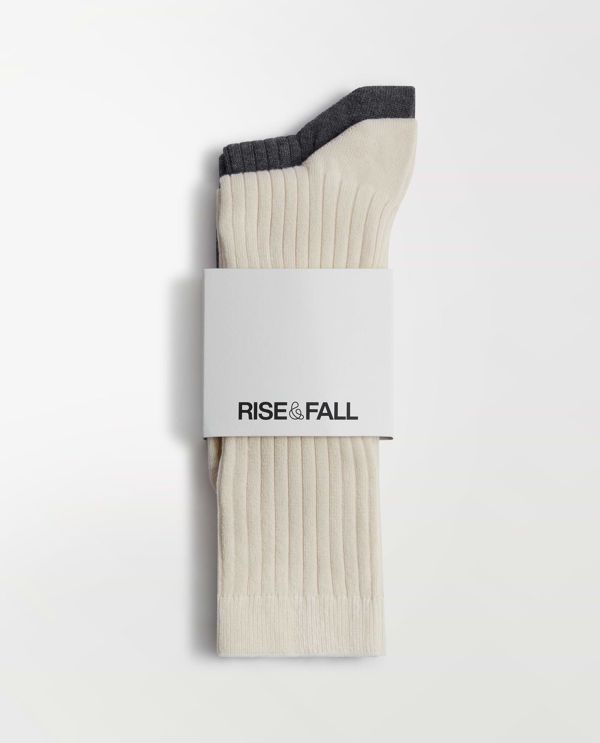 Women's Cotton Ribbed Socks (Pack of 2) - Buttermilk/Graphite