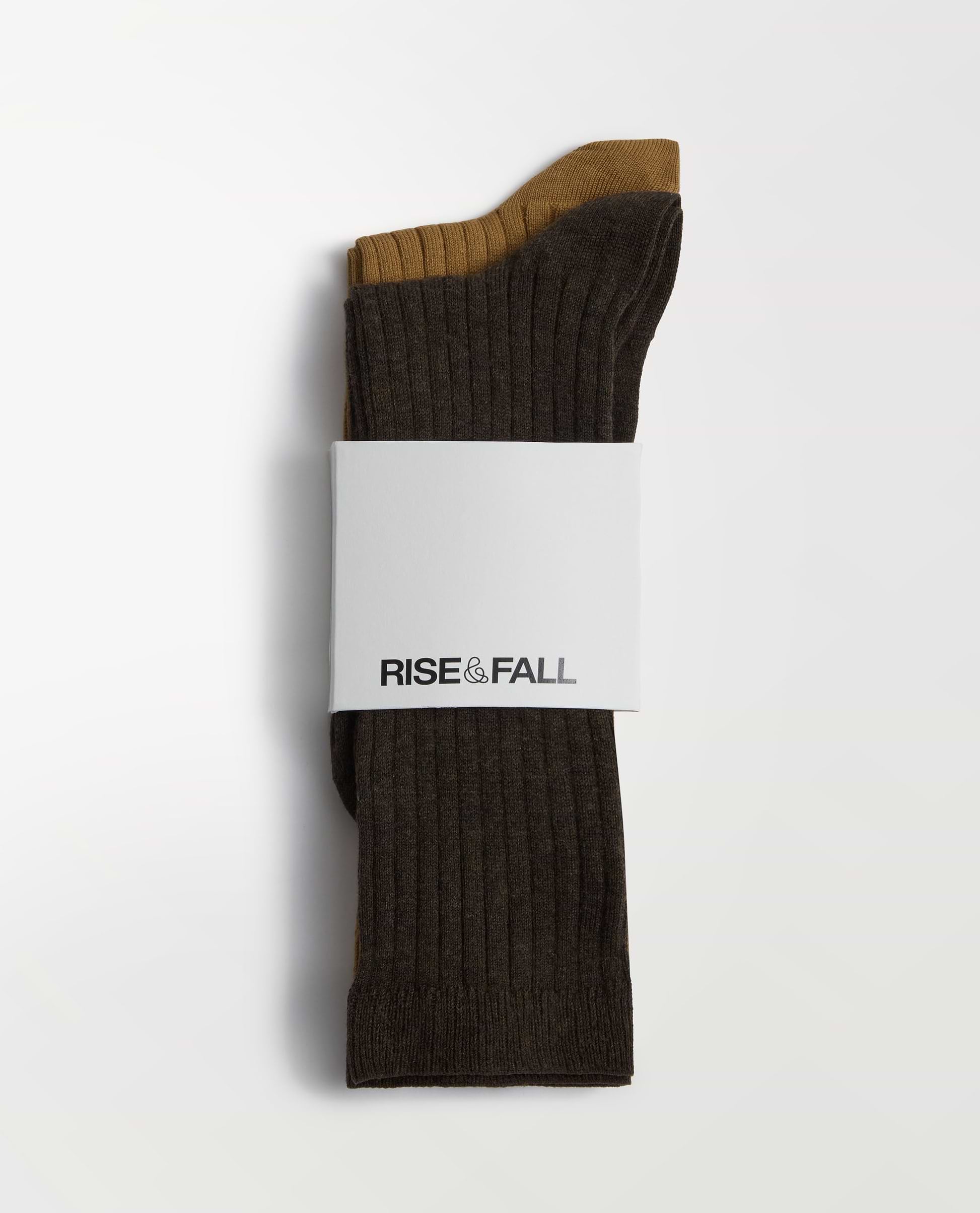 Women's Cotton Ribbed Socks (Pack of 2) - Chocolate/Camel