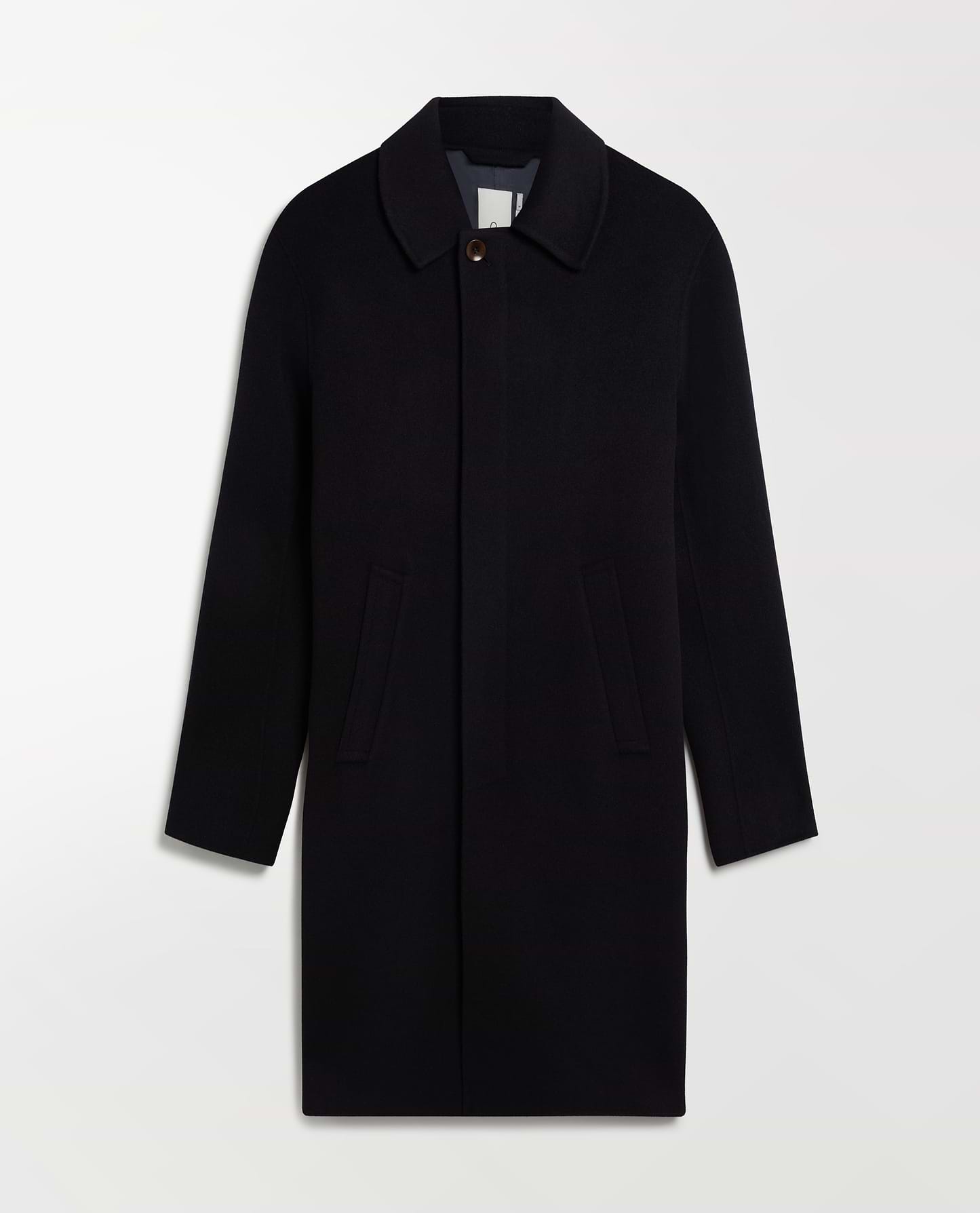 Men's Cashmere Wool Double Faced Car Coat - Navy