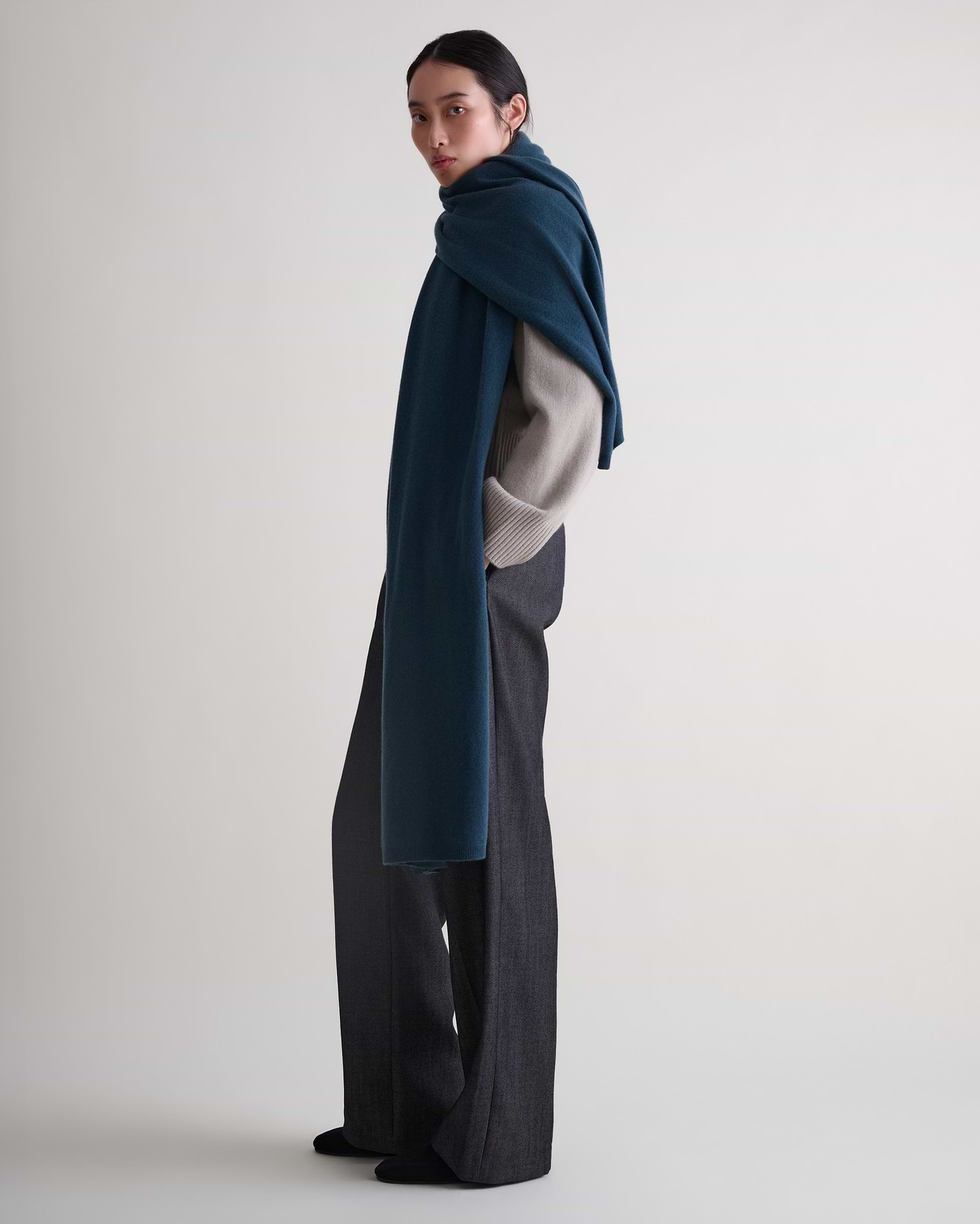 Oversized Finest Cashmere Wrap - Kelp