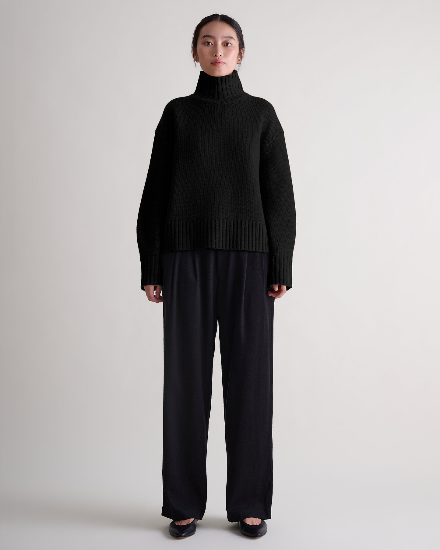 Women's Finest Cashmere High Neck Jumper - Black