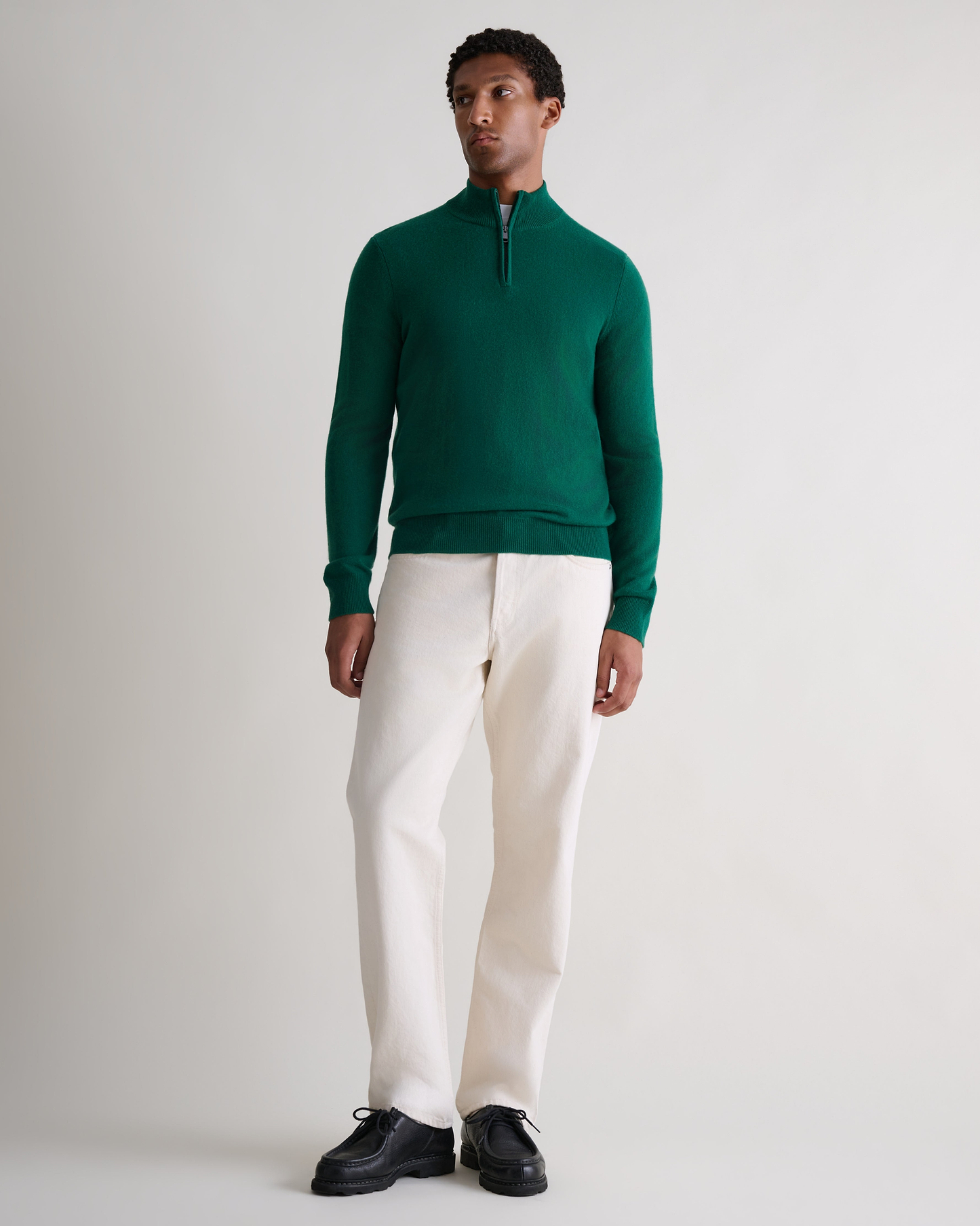 Men's Finest Cashmere 1/4 Zip Jumper - Malachite