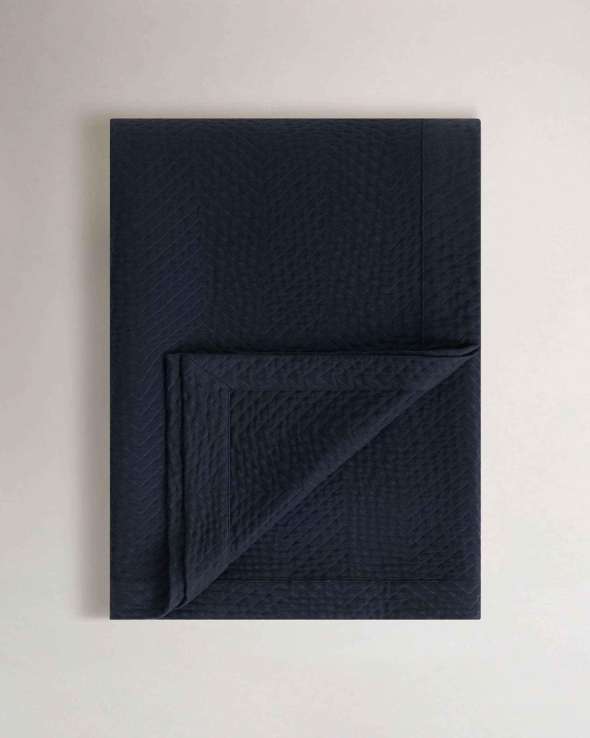 Image 1 of 5 showing Organic Cotton Herringbone Bedspread - Indigo
