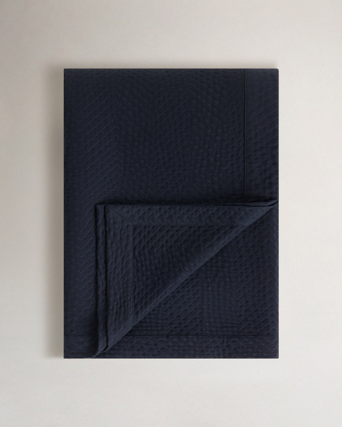 Image 1 of 5 showing Organic Cotton Herringbone Bedspread - Indigo