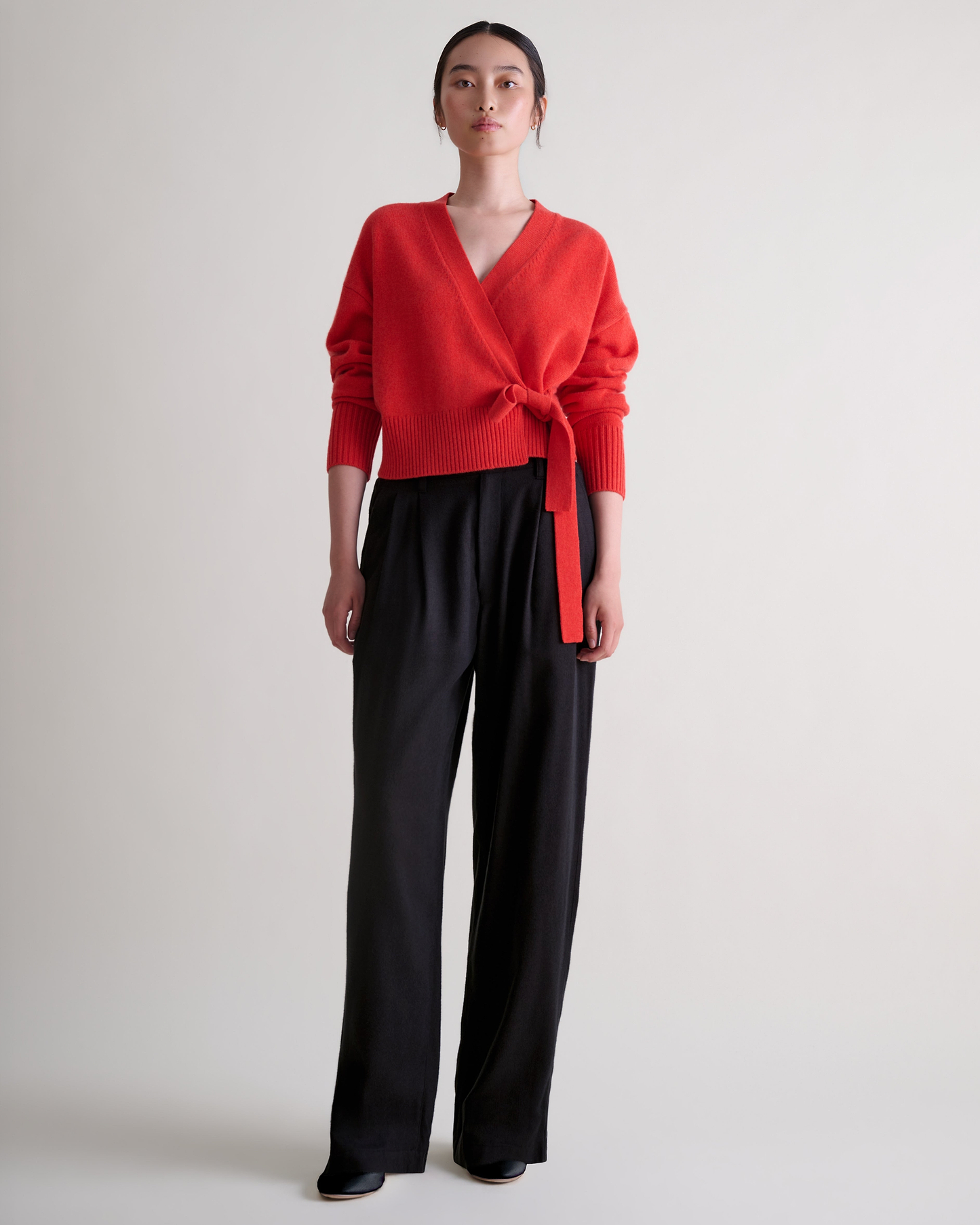 Women's Cashmere Merino Wrap Jumper - Poppy