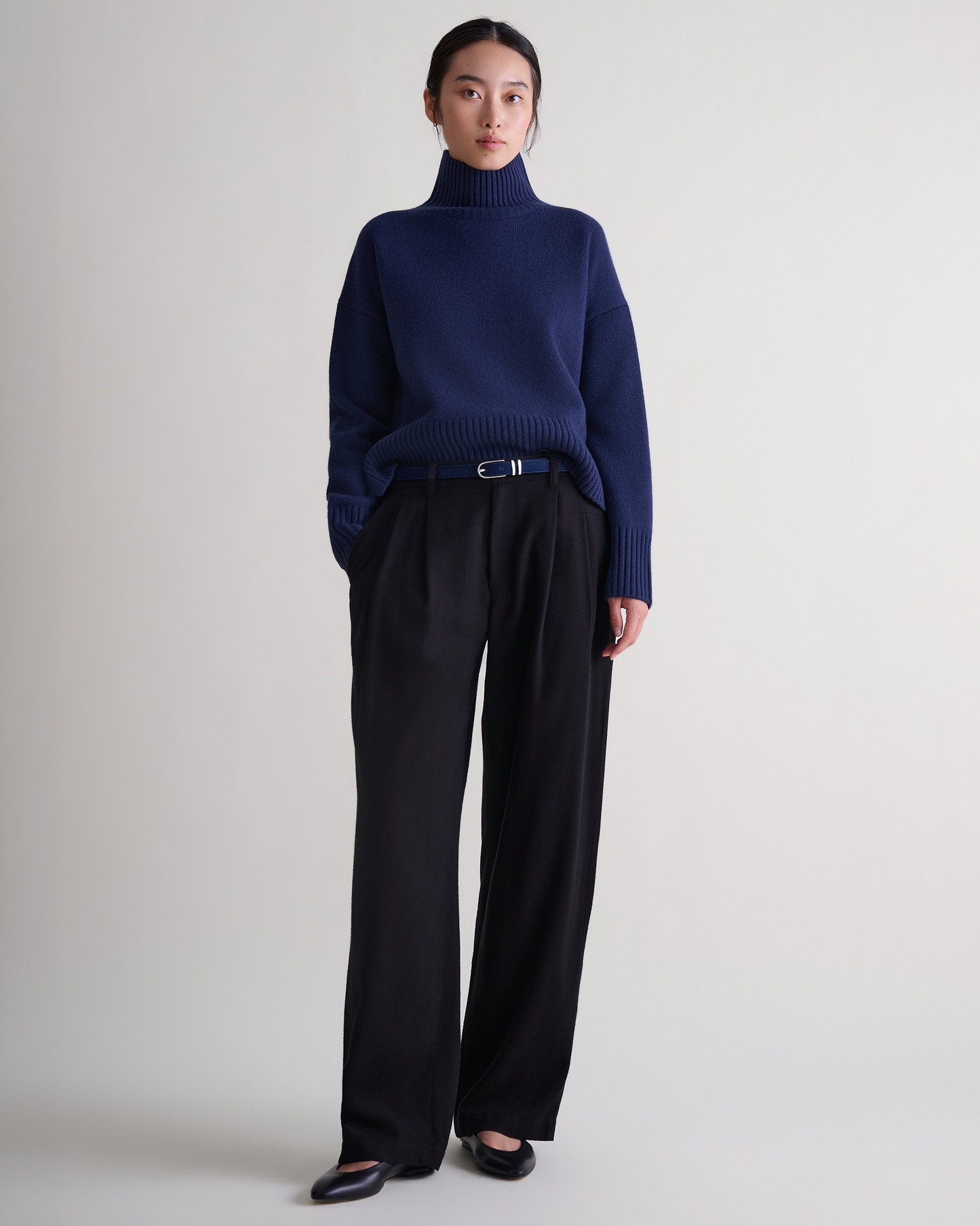 Women's Wool High Neck Jumper - Mood Indigo