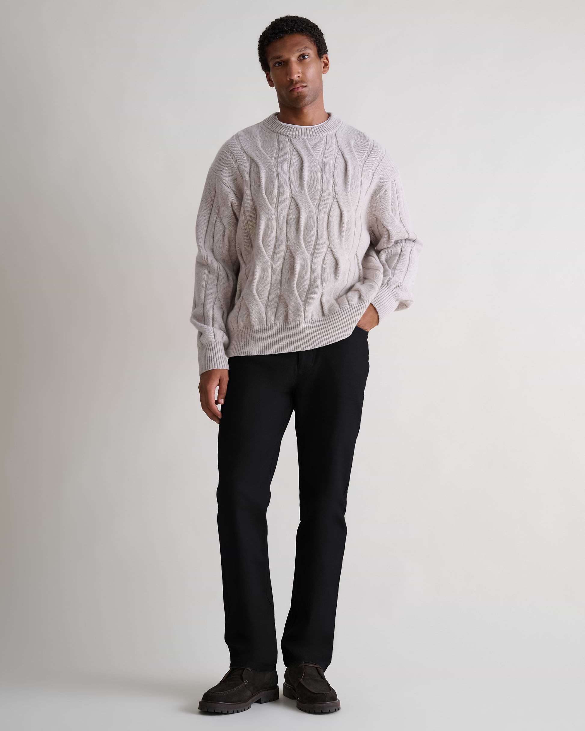 Lambswool Cable Knit Crew Neck Jumper