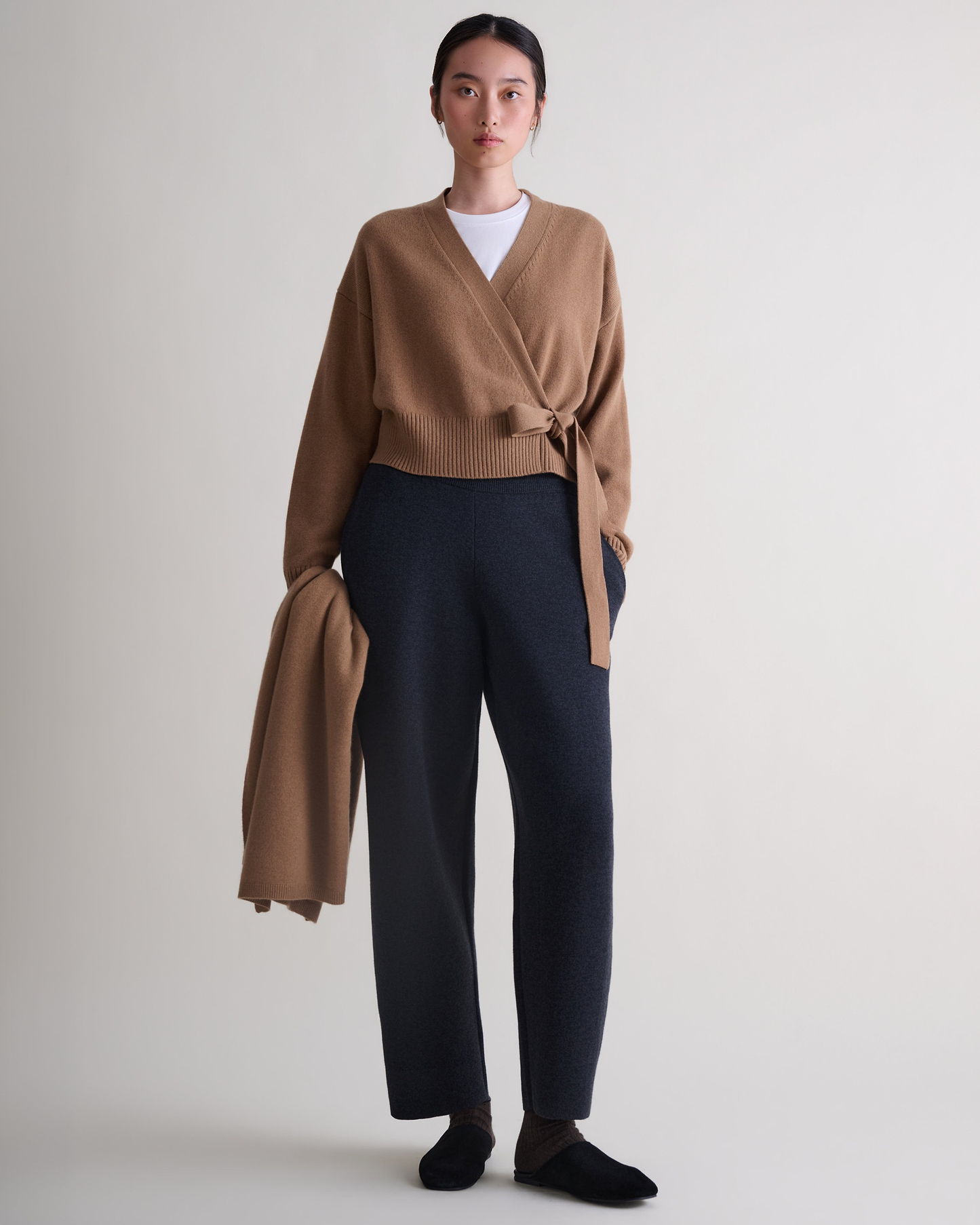 Women's Cashmere Merino Wrap Jumper - Deep Camel
