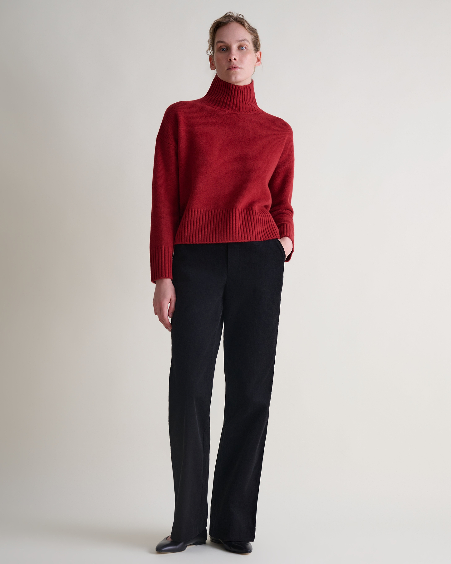 Women's Wool High Neck Jumper - Russet