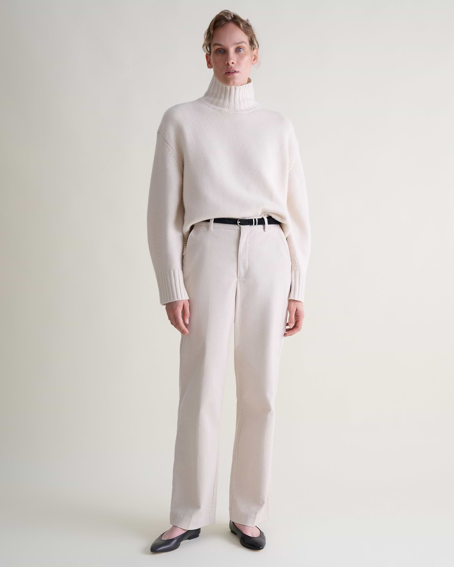 Women's Corduroy Wide Leg Trouser - Bone