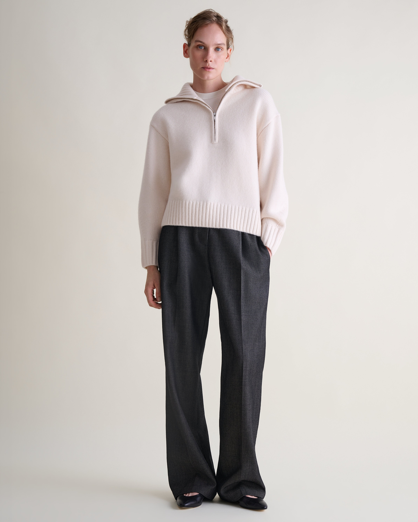 Women's Wool 1/4 Zip Jumper - Buttermilk