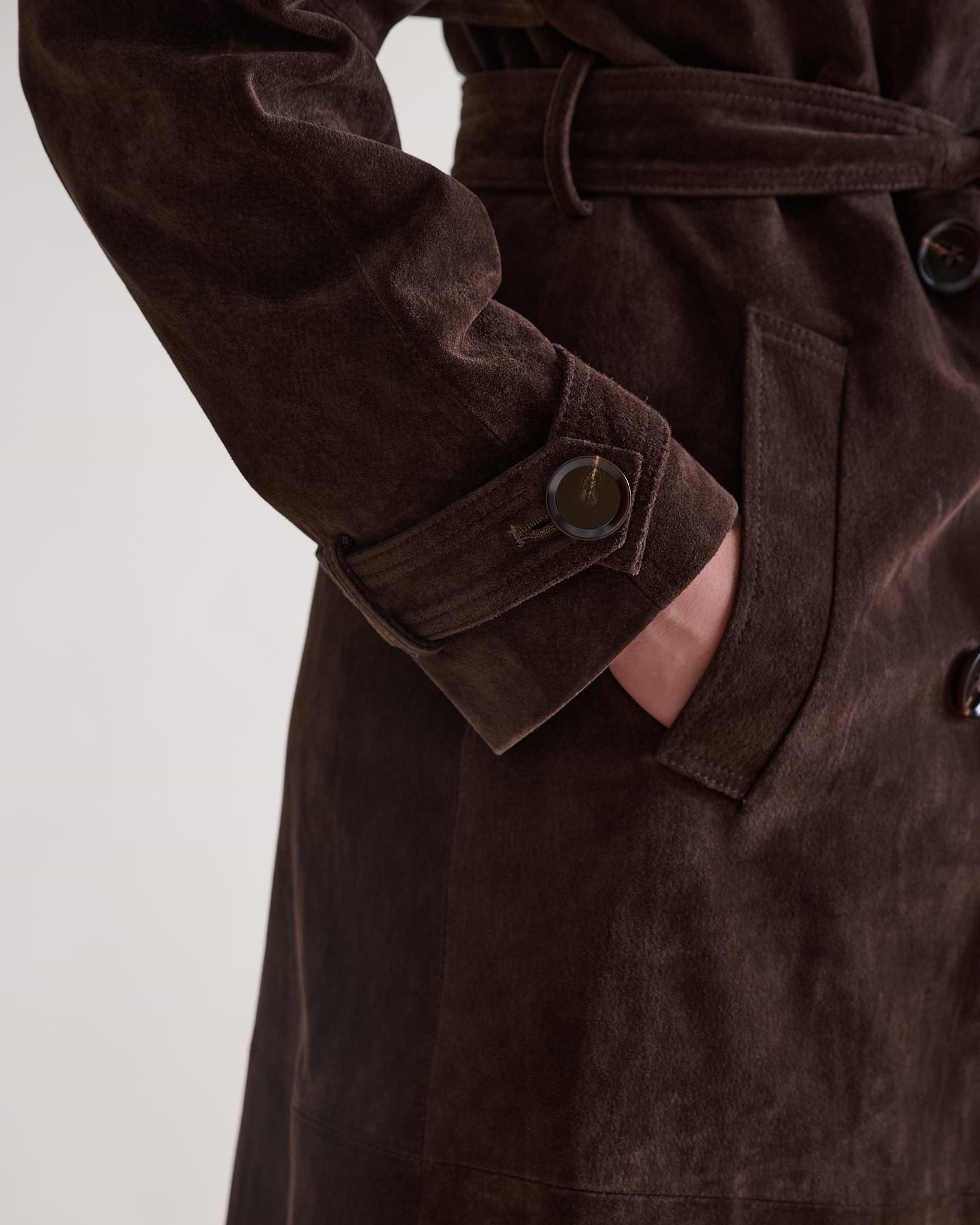 Suede Trench Coat - Chocolate