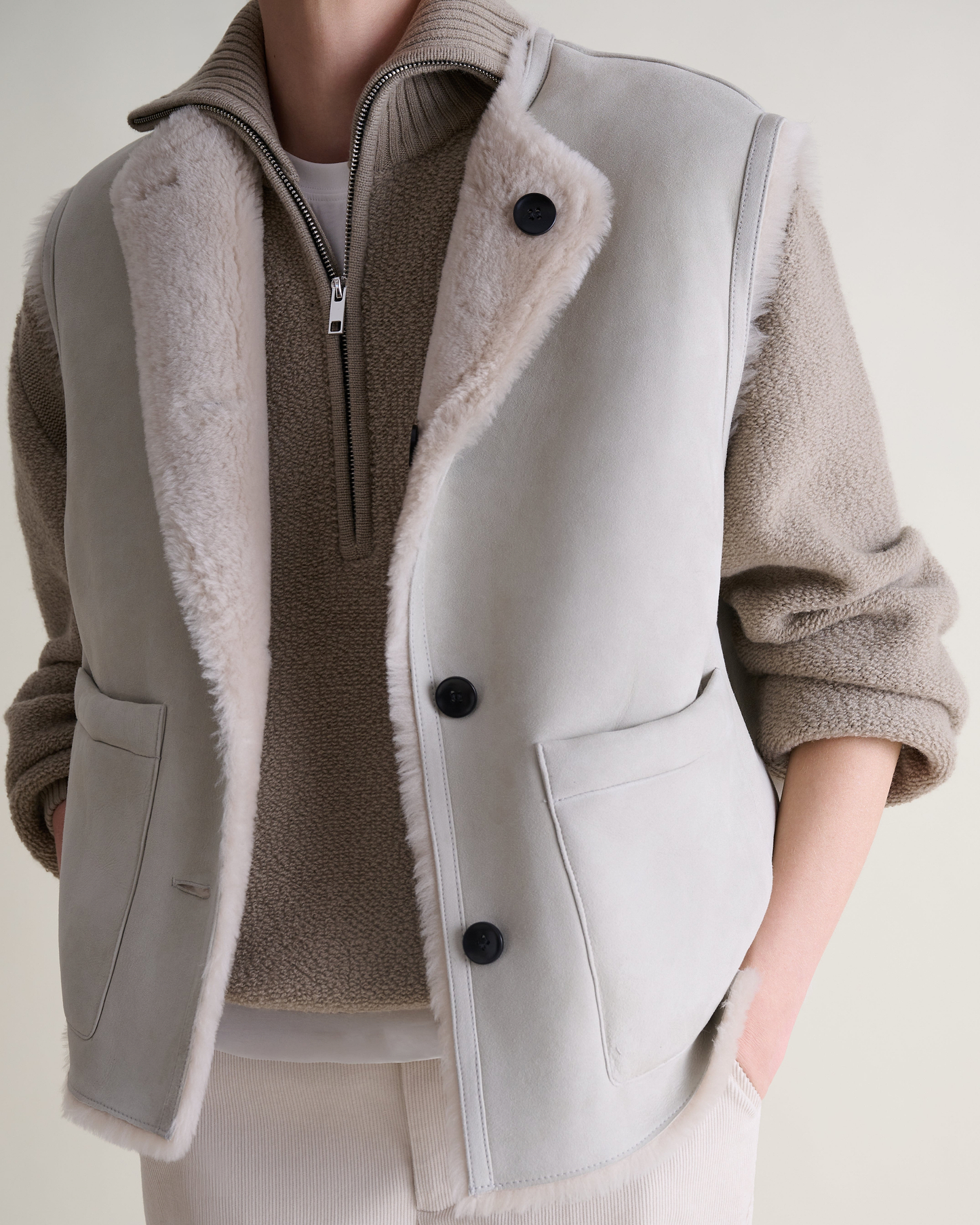 Women's Reversible Shearling Buttoned Gilet