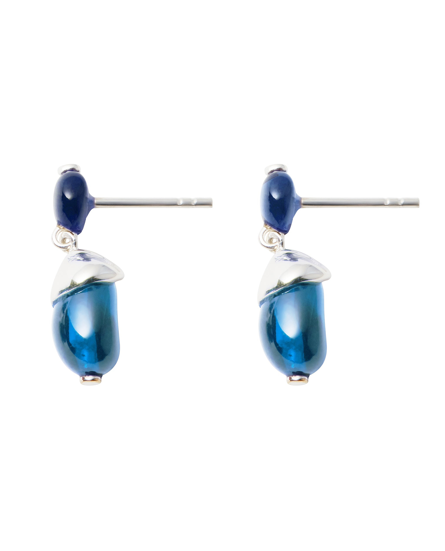 Image 2 of 2 showing Early Bird - Blue Resin & Recycled Silver Earrings