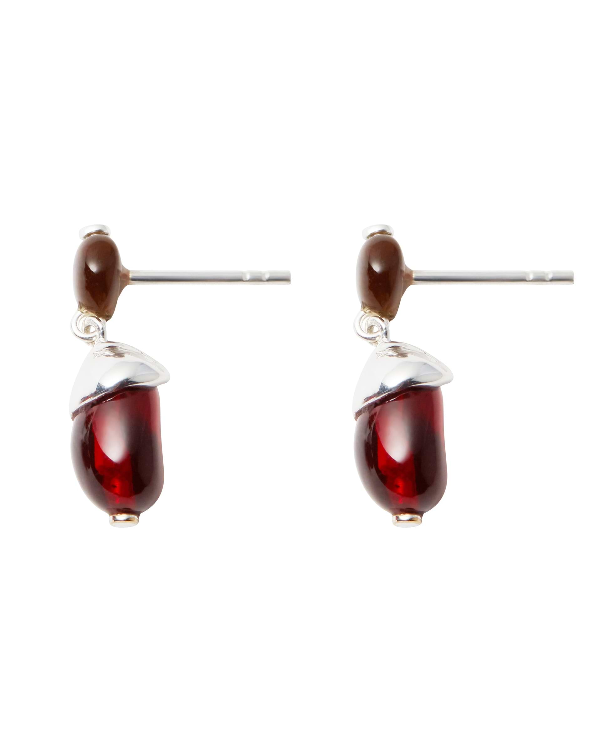 Image 2 of 2 showing Early Bird - Red Resin & Recycled Silver Earrings