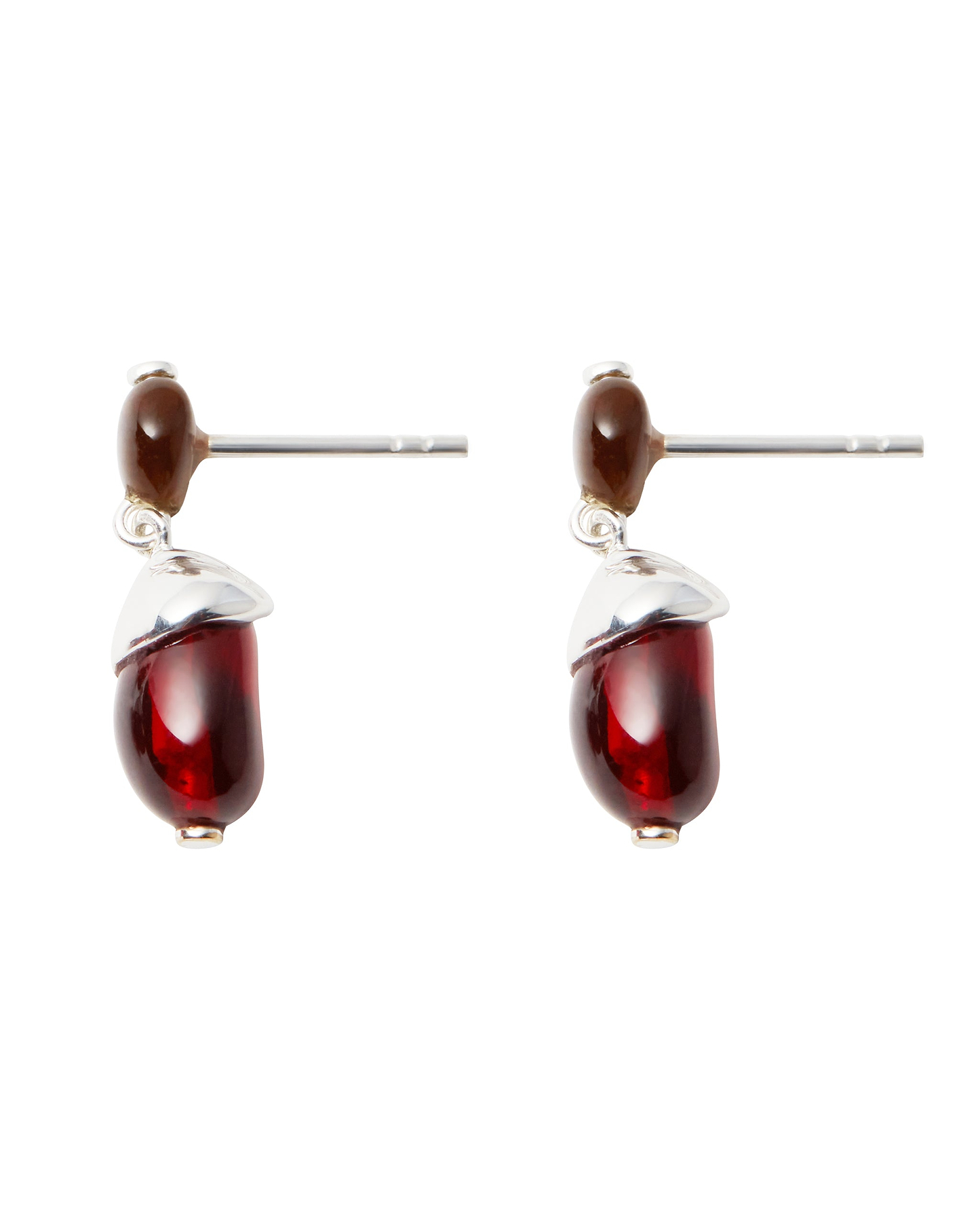 Image 2 of 2 showing Early Bird - Red Resin & Recycled Silver Earrings