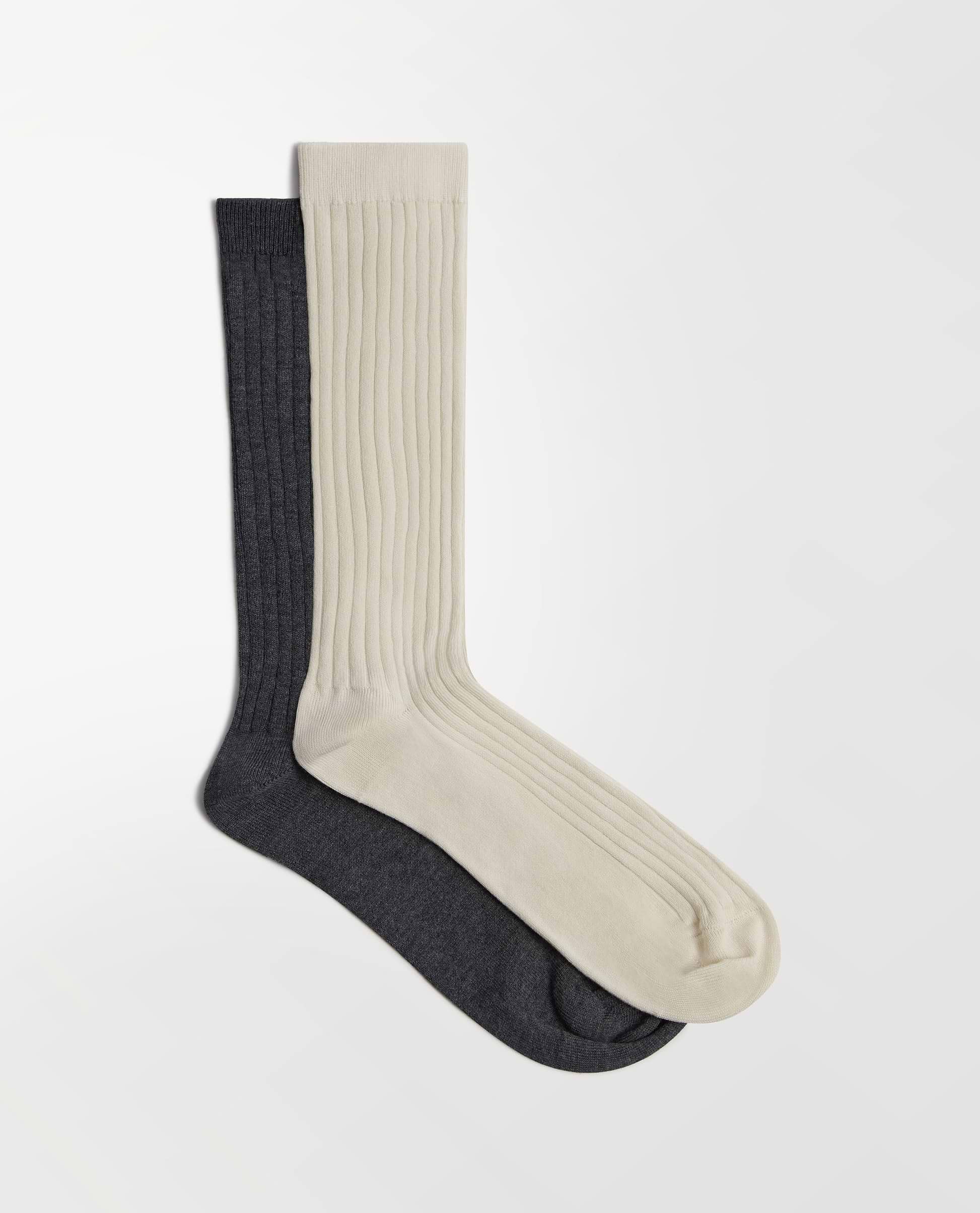 Women's Cotton Ribbed Socks (Pack of 2) - Buttermilk/Graphite