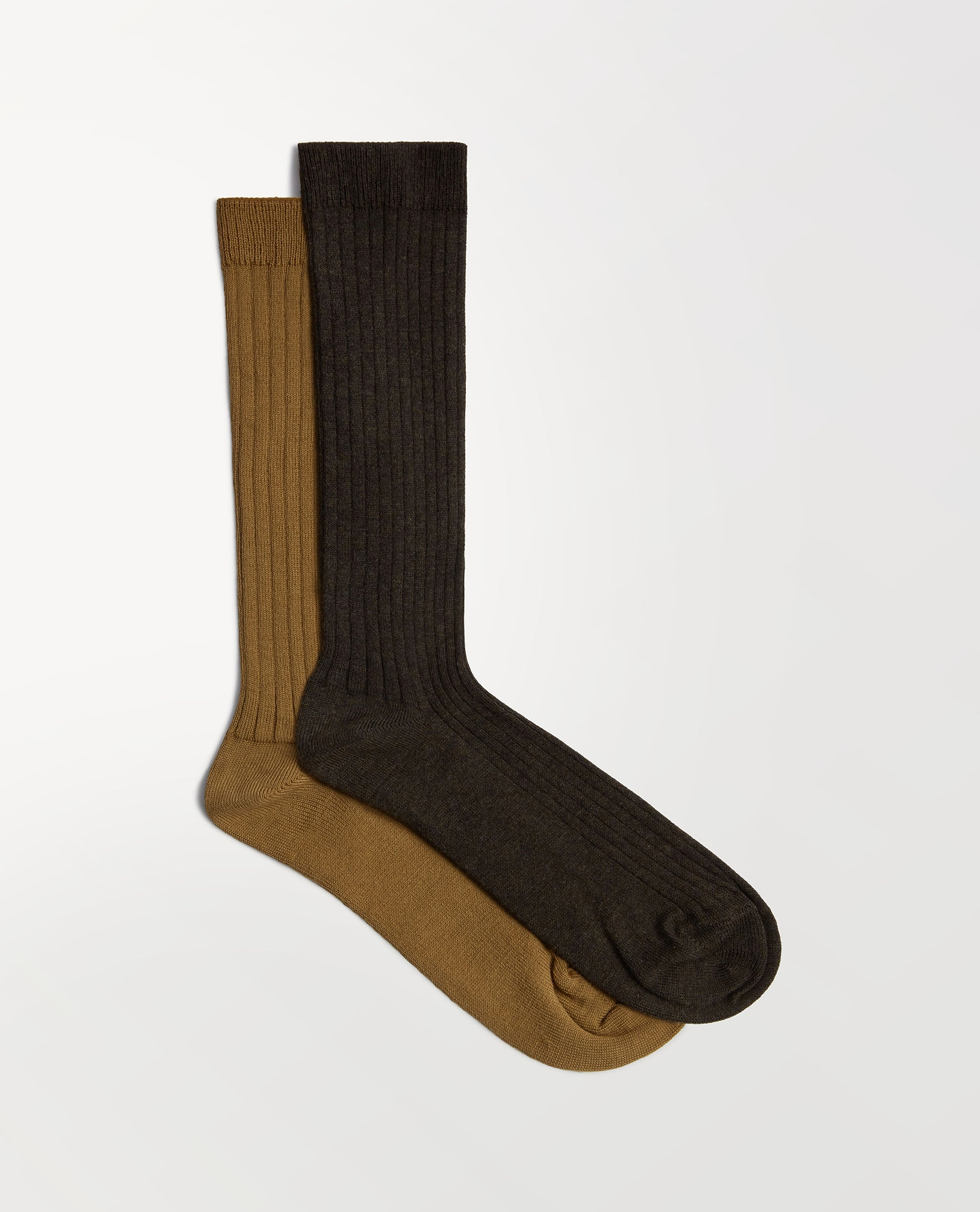 Women's Cotton Ribbed Socks (Pack of 2) - Chocolate/Camel