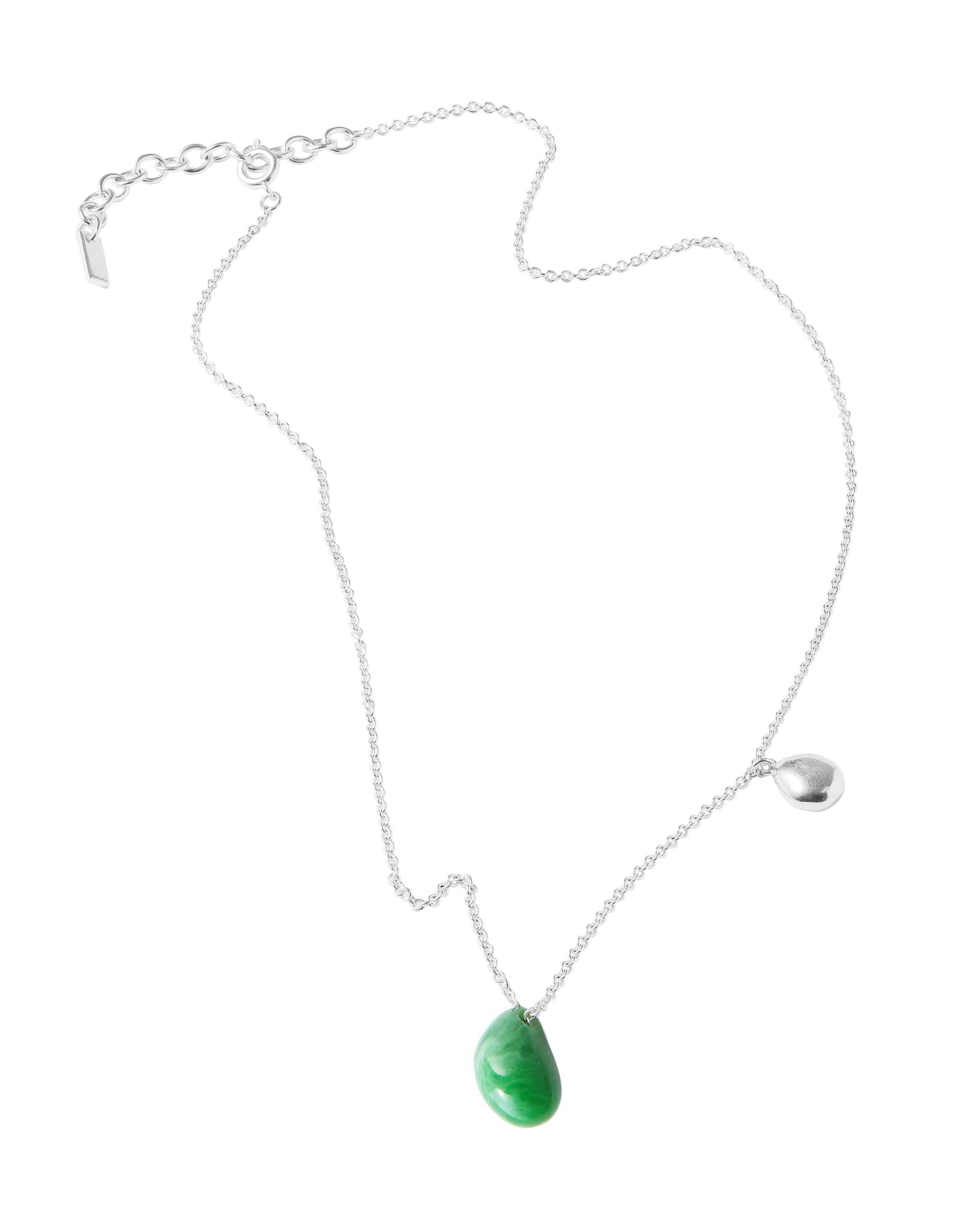 Image 2 of 3 showing Flint - Green Resin & Silver Plated Brass Necklace