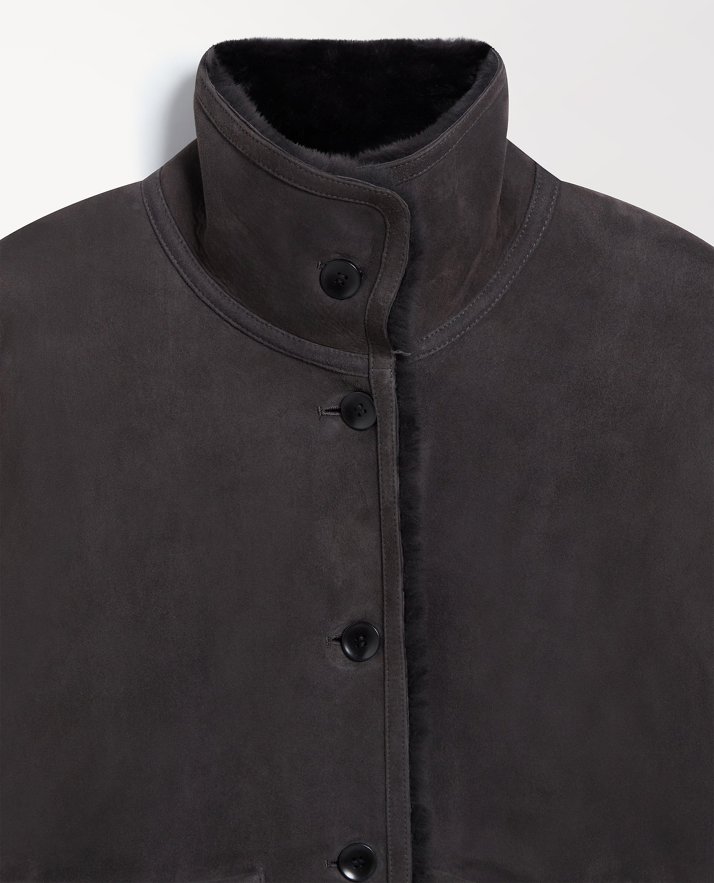 Women's Reversible Shearling Funnel Neck Jacket - Espresso