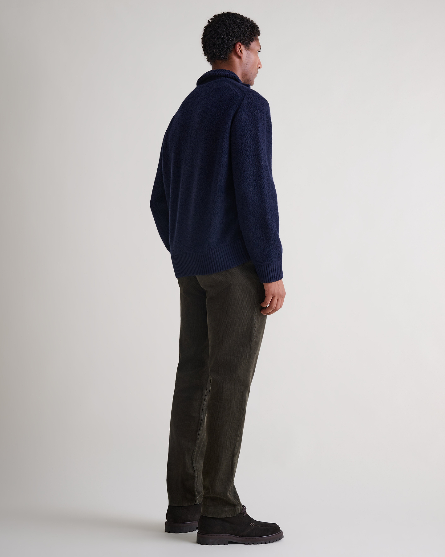 Merino Wool Loop Knit 1/4 Zip Jumper - Mood Indigo