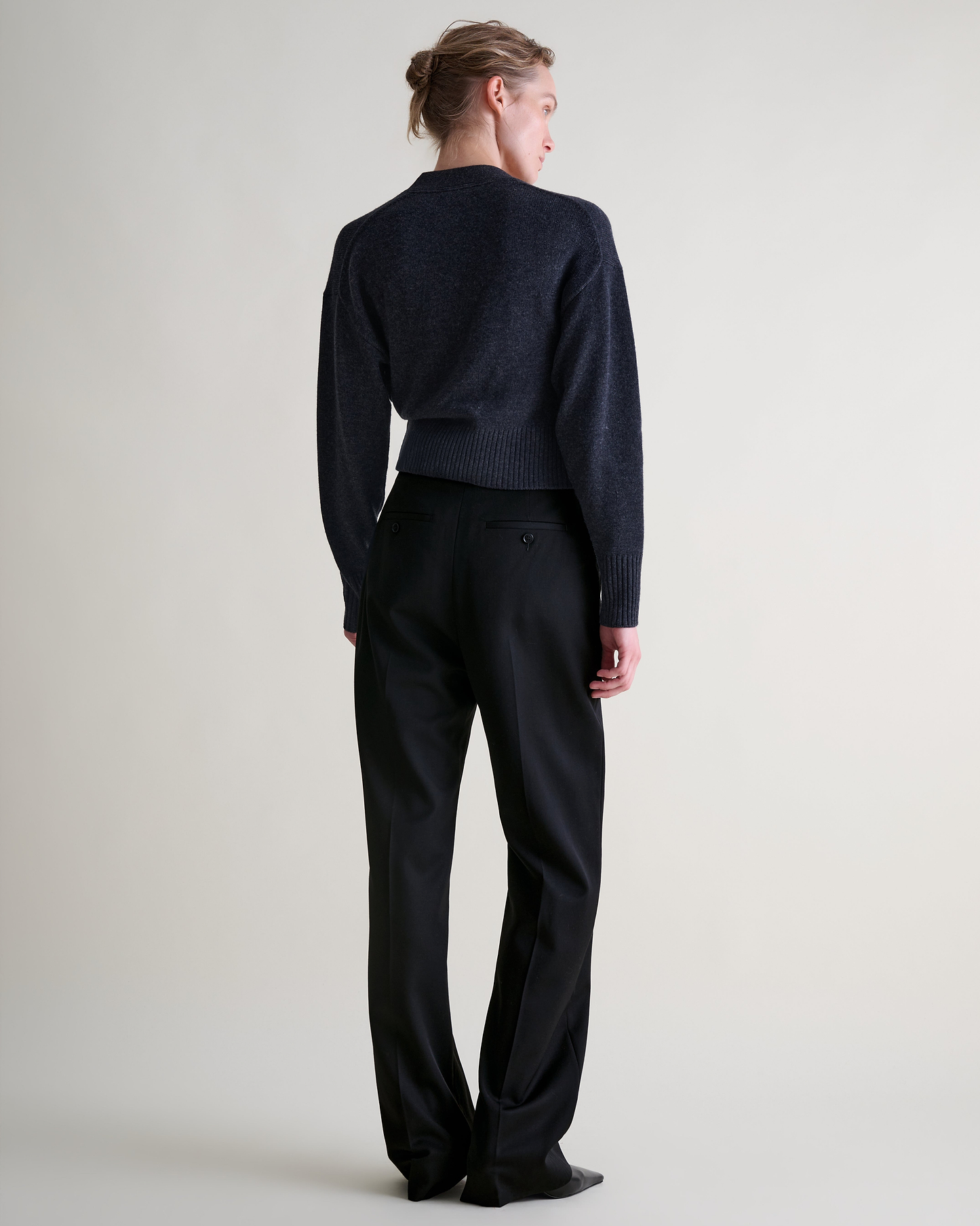 Women's Cashmere Merino Wrap Jumper - Charcoal